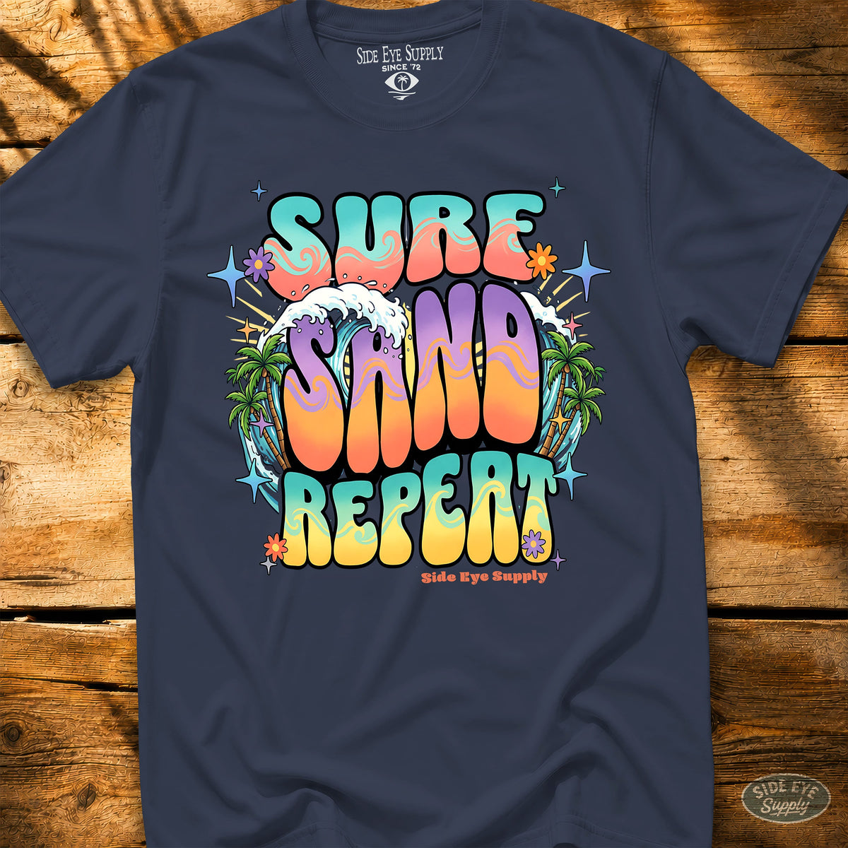 Surf. Sand. Repeat Tee Navy / S - by Side Eye Supply - Surf Beach Life Apparel