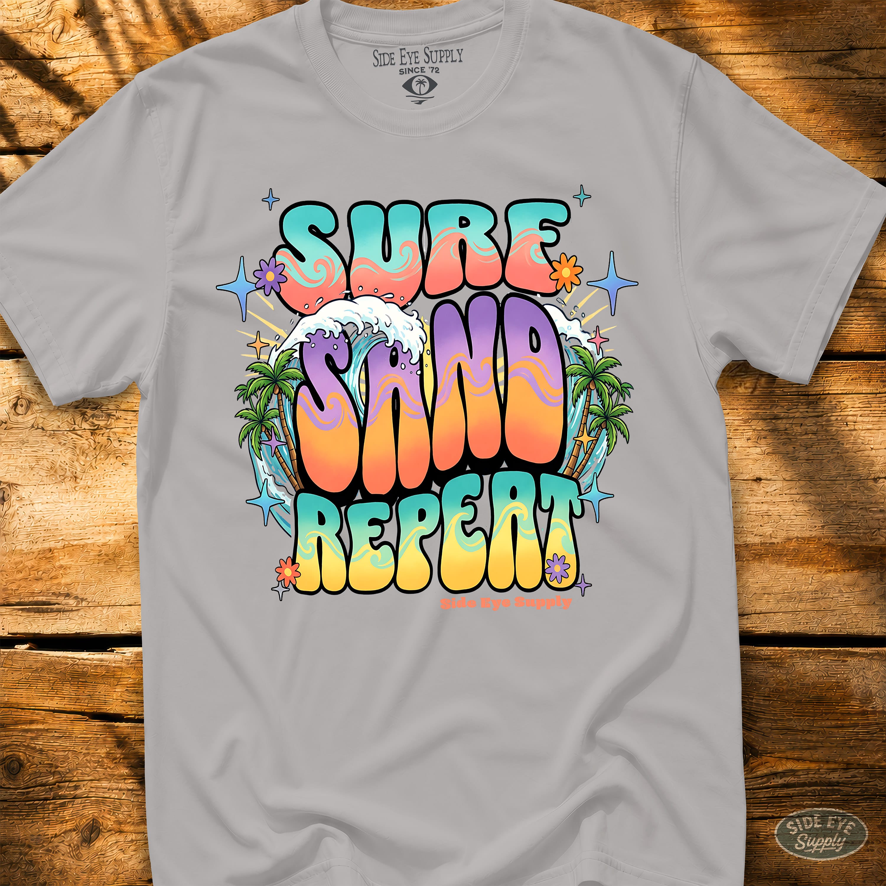 Surf. Sand. Repeat Tee Ice Grey / S - by Side Eye Supply - Surf Beach Life Apparel