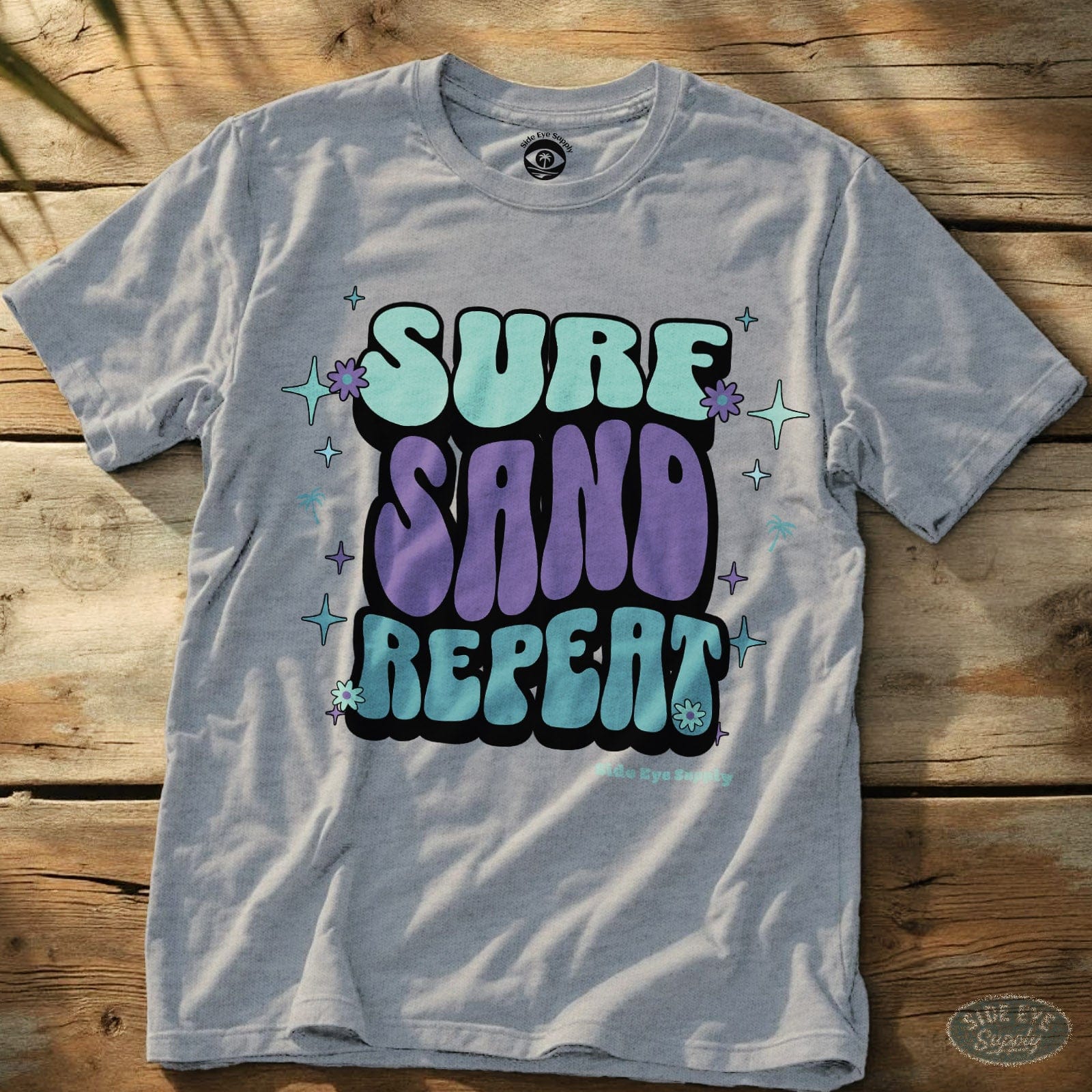 Surf, Sand. Repeat Tee (Purple Clouds Edition) Sport Grey / S - by Side Eye Supply - Surf Beach Life Apparel