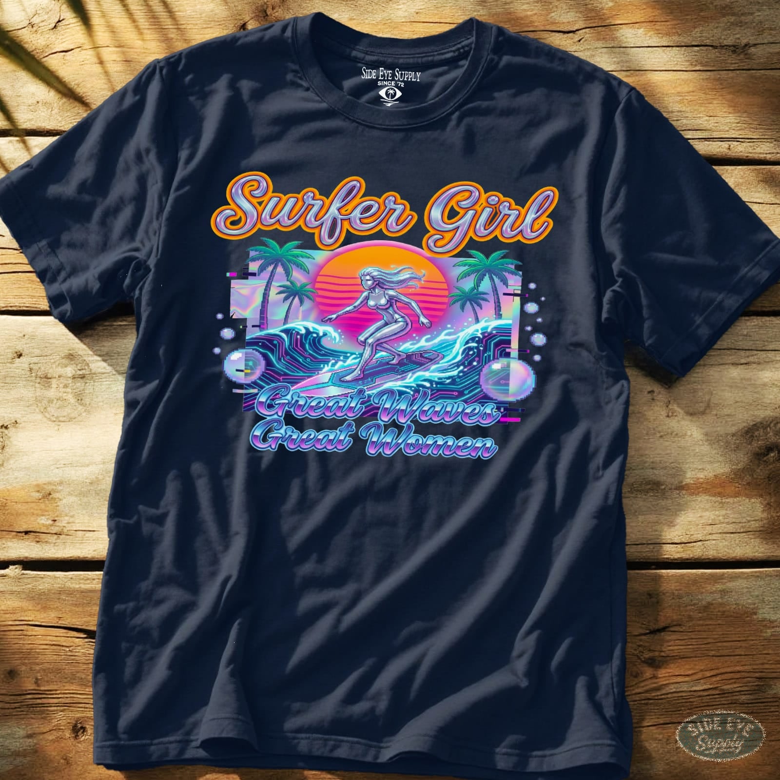 Surfer Girl Tee Navy / S - by Side Eye Supply - Surf Beach Life Apparel