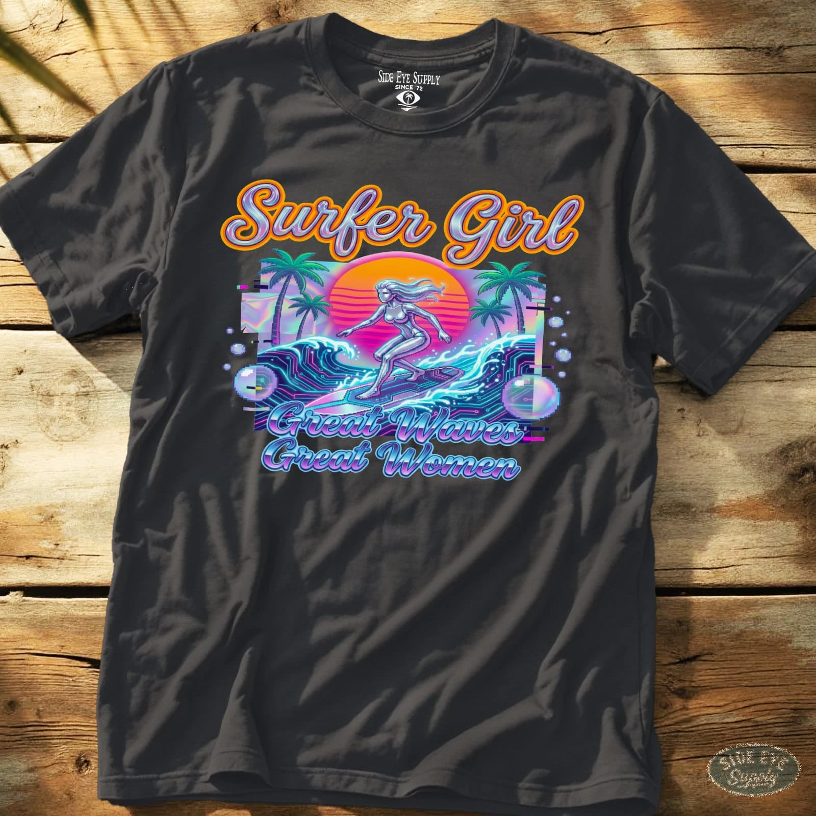 Surfer Girl Tee Charcoal / S - by Side Eye Supply - Surf Beach Life Apparel