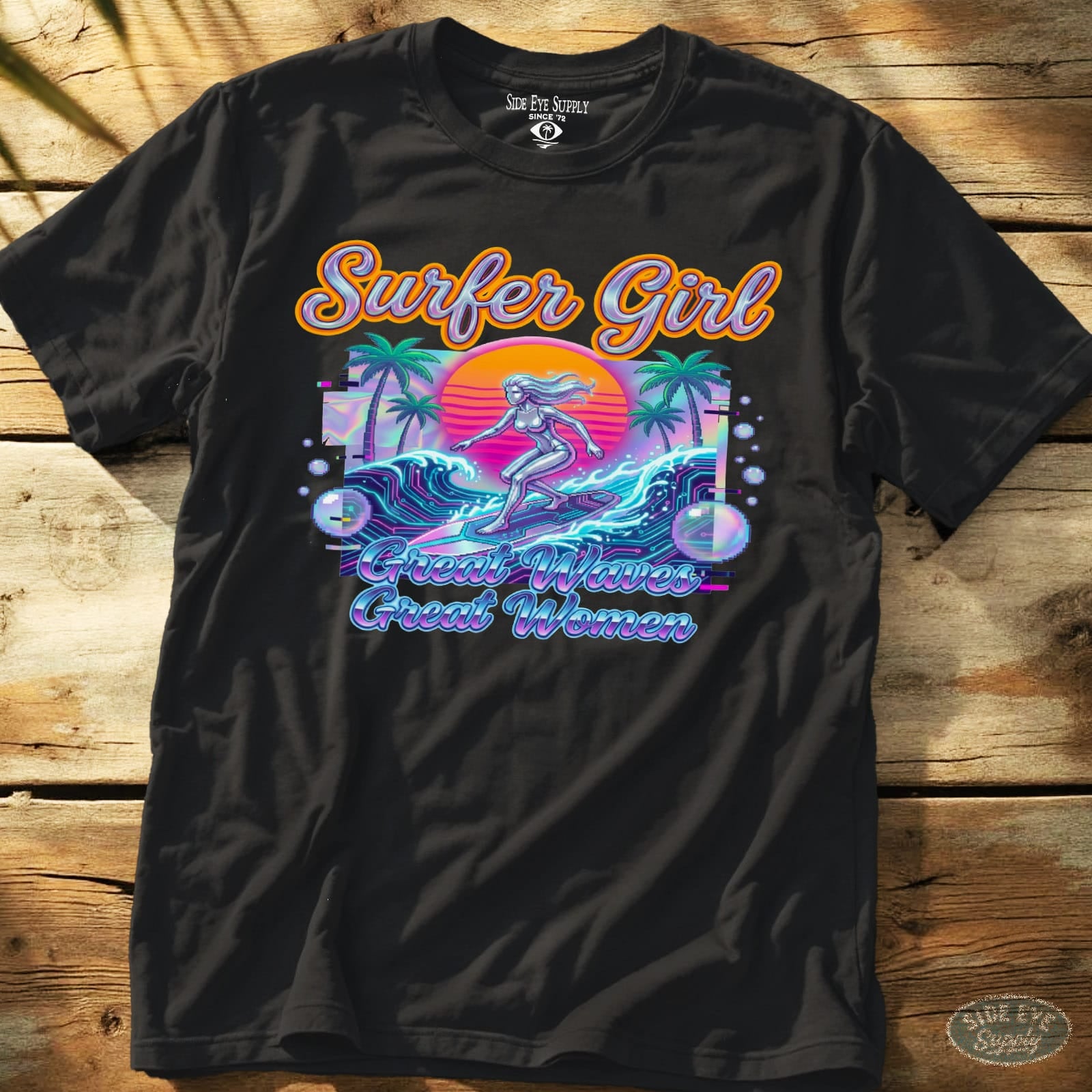 Surfer Girl Tee Black / S - by Side Eye Supply - Surf Beach Life Apparel