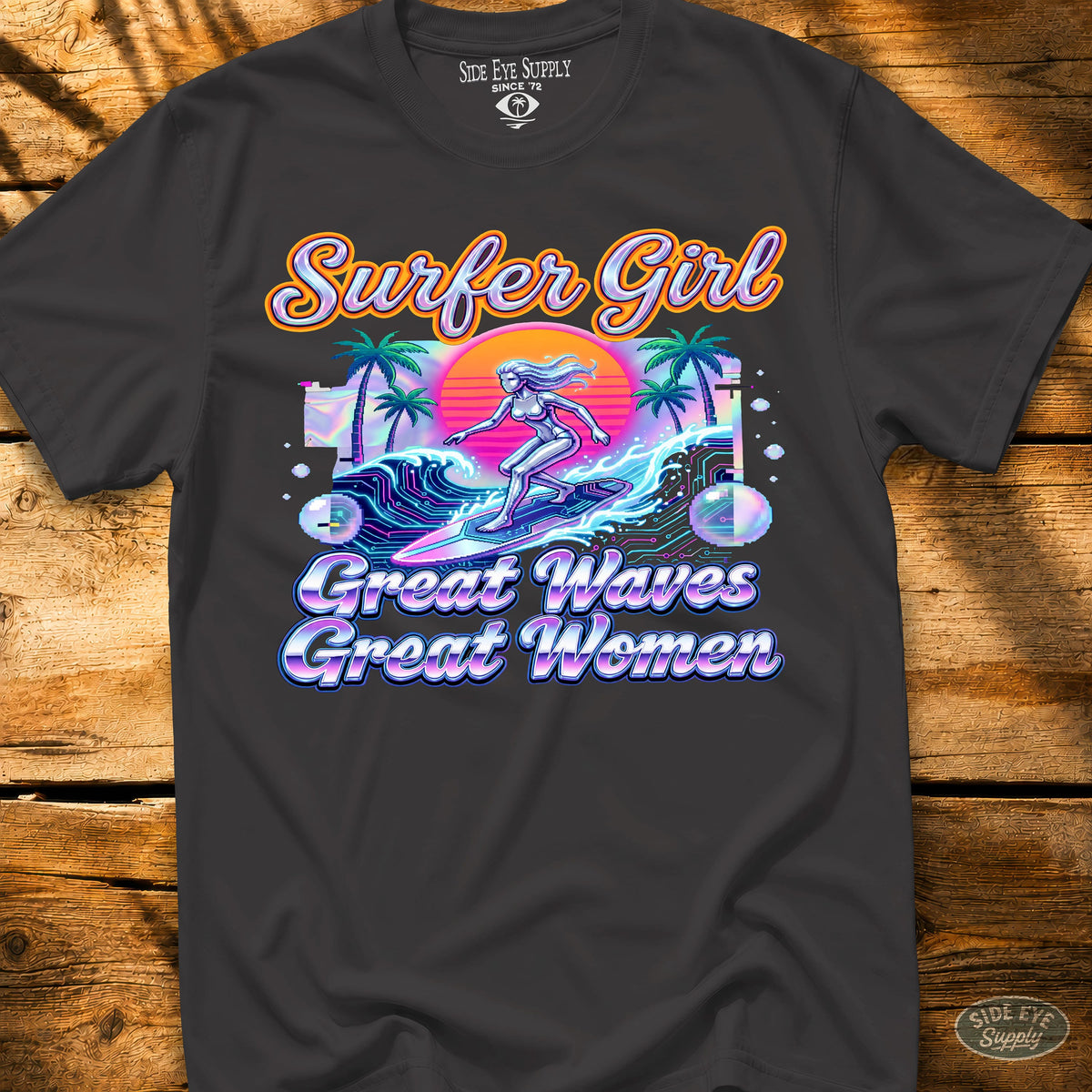 Surfer Girl Tee Black / S - by Side Eye Supply - Surf Beach Life Apparel