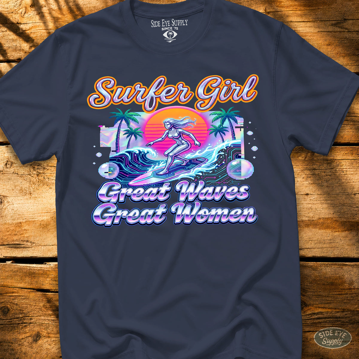 Surfer Girl Tee Navy / S - by Side Eye Supply - Surf Beach Life Apparel