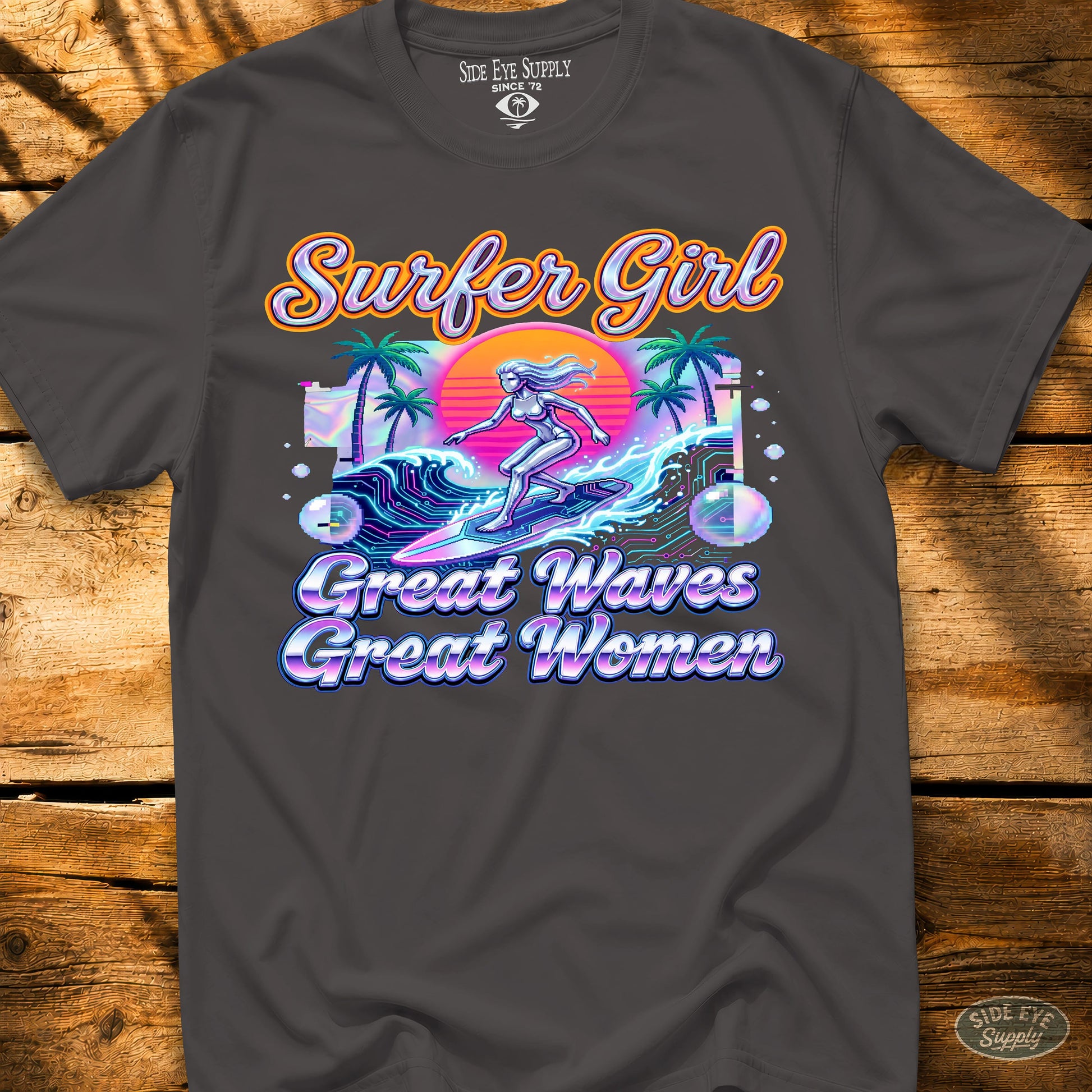 Surfer Girl Tee Charcoal / S - by Side Eye Supply - Surf Beach Life Apparel