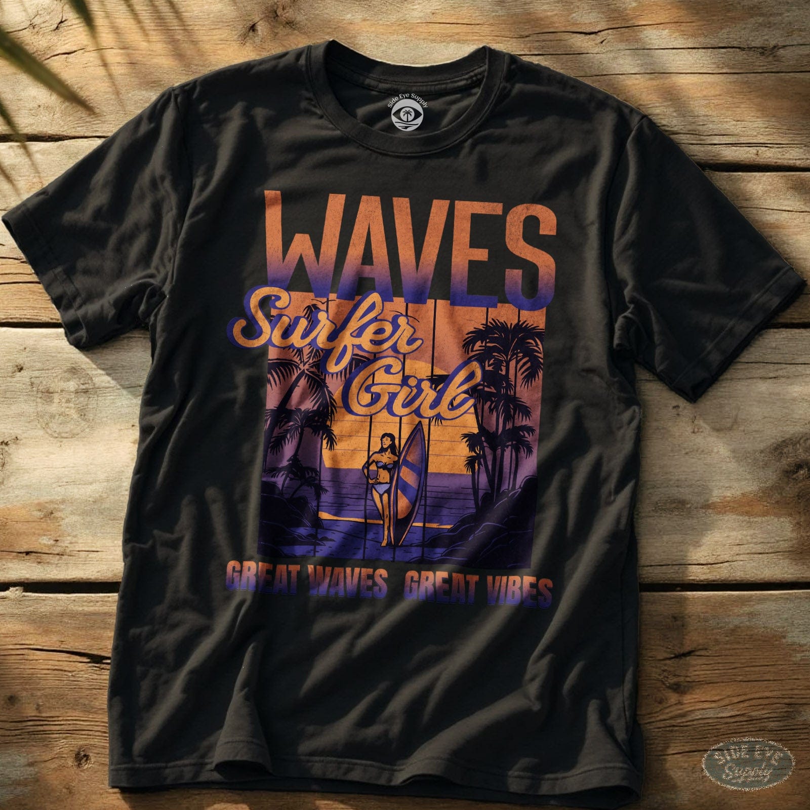 Surfer Girl Tee (Day and Night Edition) Black / S - by Side Eye Supply - Surf Beach Life Apparel
