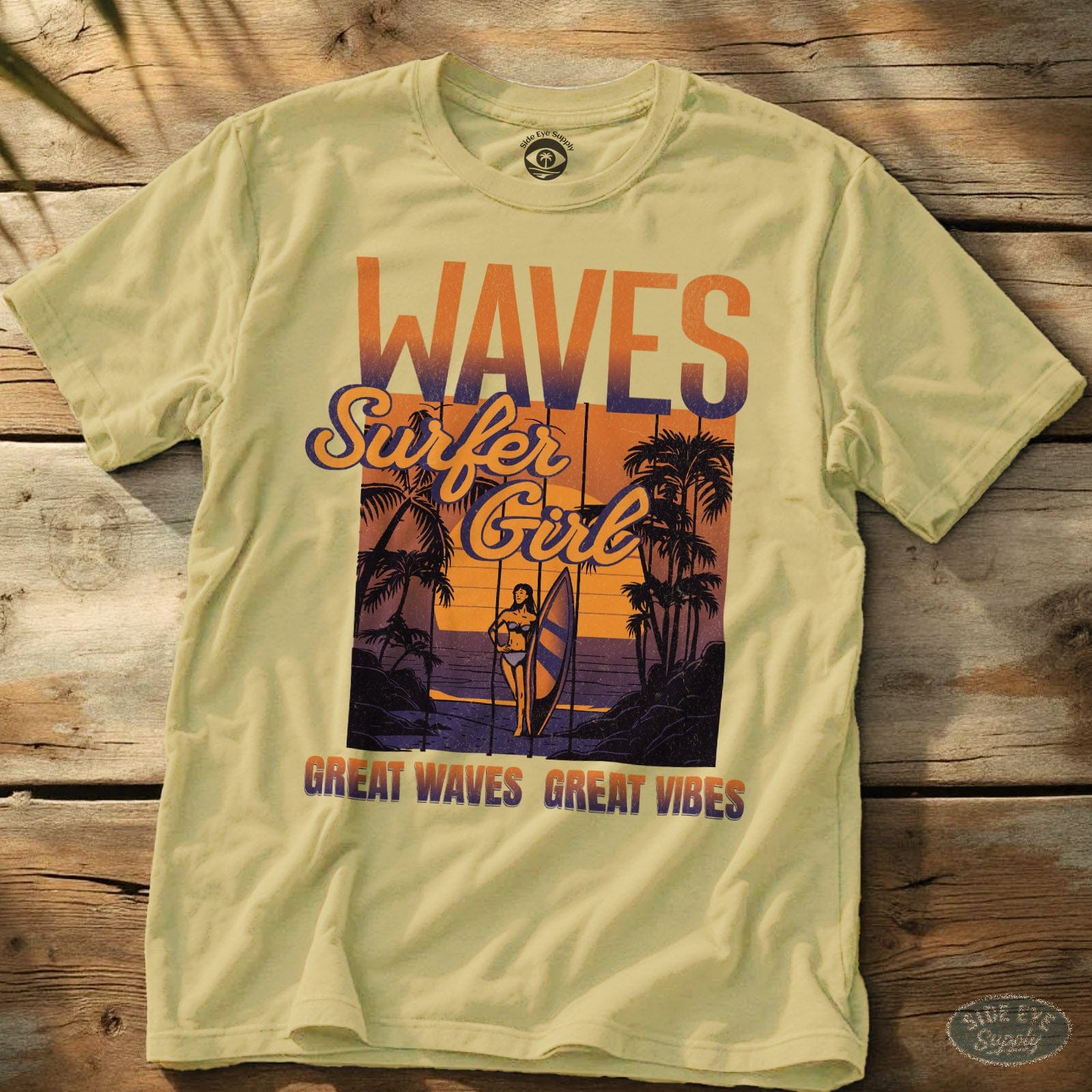 Surfer Girl Tee (Day and Night Edition) Cornsilk / S - by Side Eye Supply - Surf Beach Life Apparel