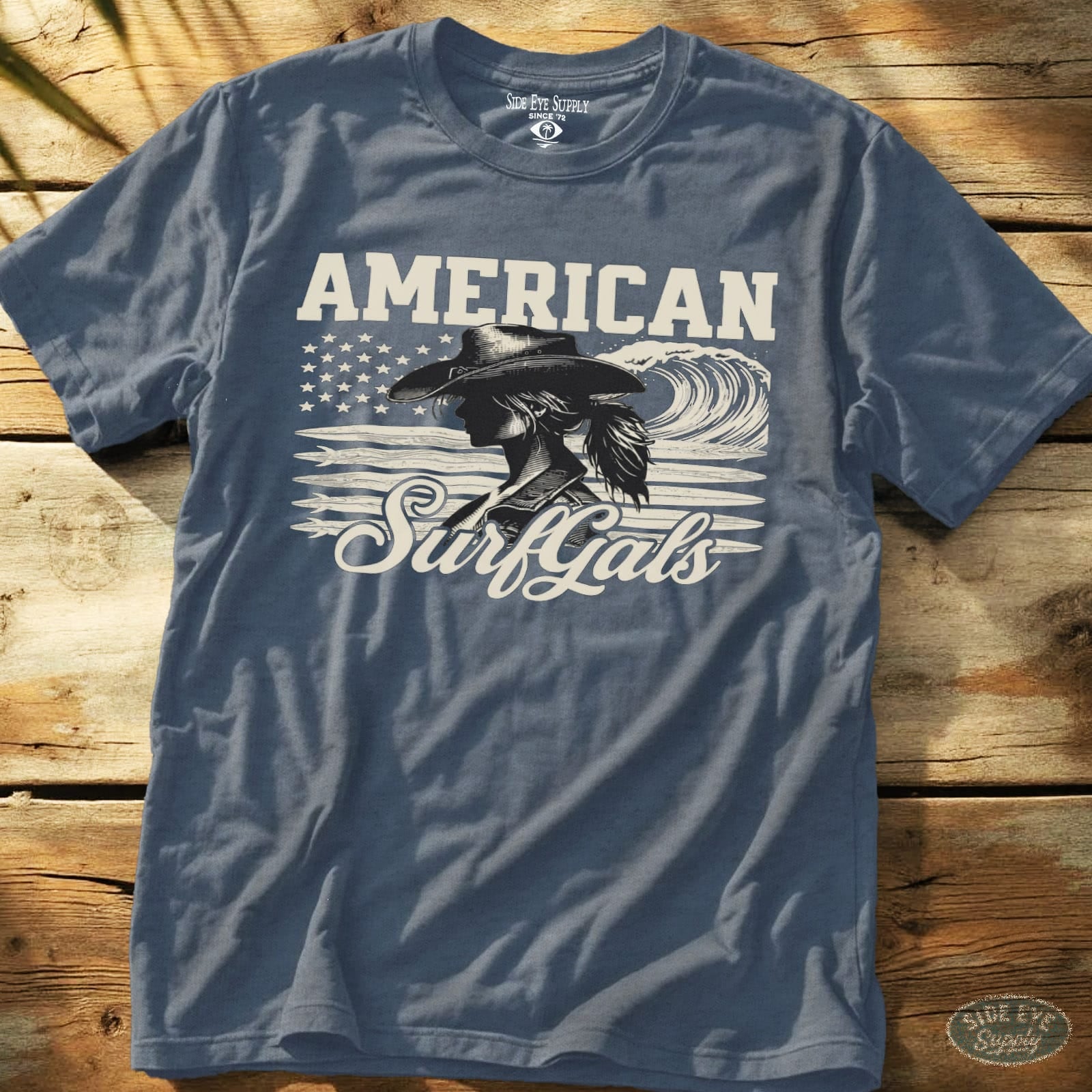 Surfgals Tee Heather Indigo / S - by Side Eye Supply - Surf Beach Life Apparel