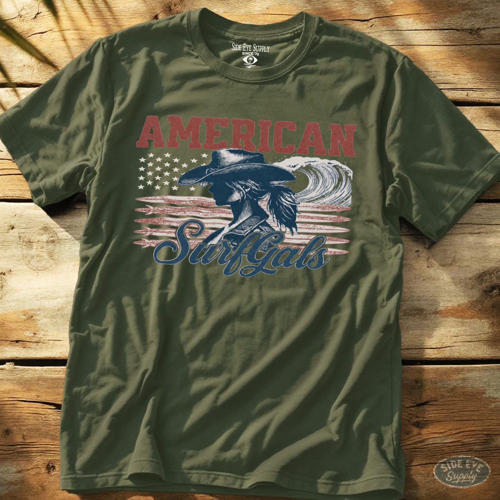 Surfgals Tee Military Green / S - by Side Eye Supply - Surf Beach Life Apparel