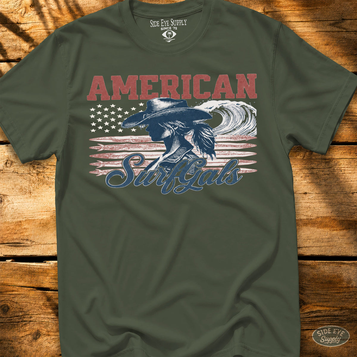 Surfgals Tee Military Green / S - by Side Eye Supply - Surf Beach Life Apparel