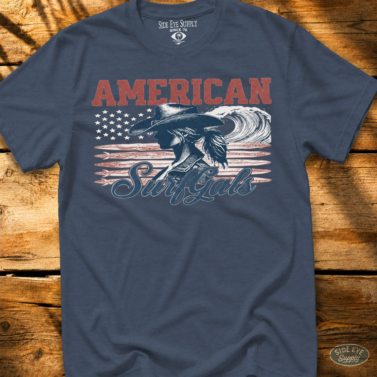 Surfgals Tee Heather Indigo / S - by Side Eye Supply - Surf Beach Life Apparel