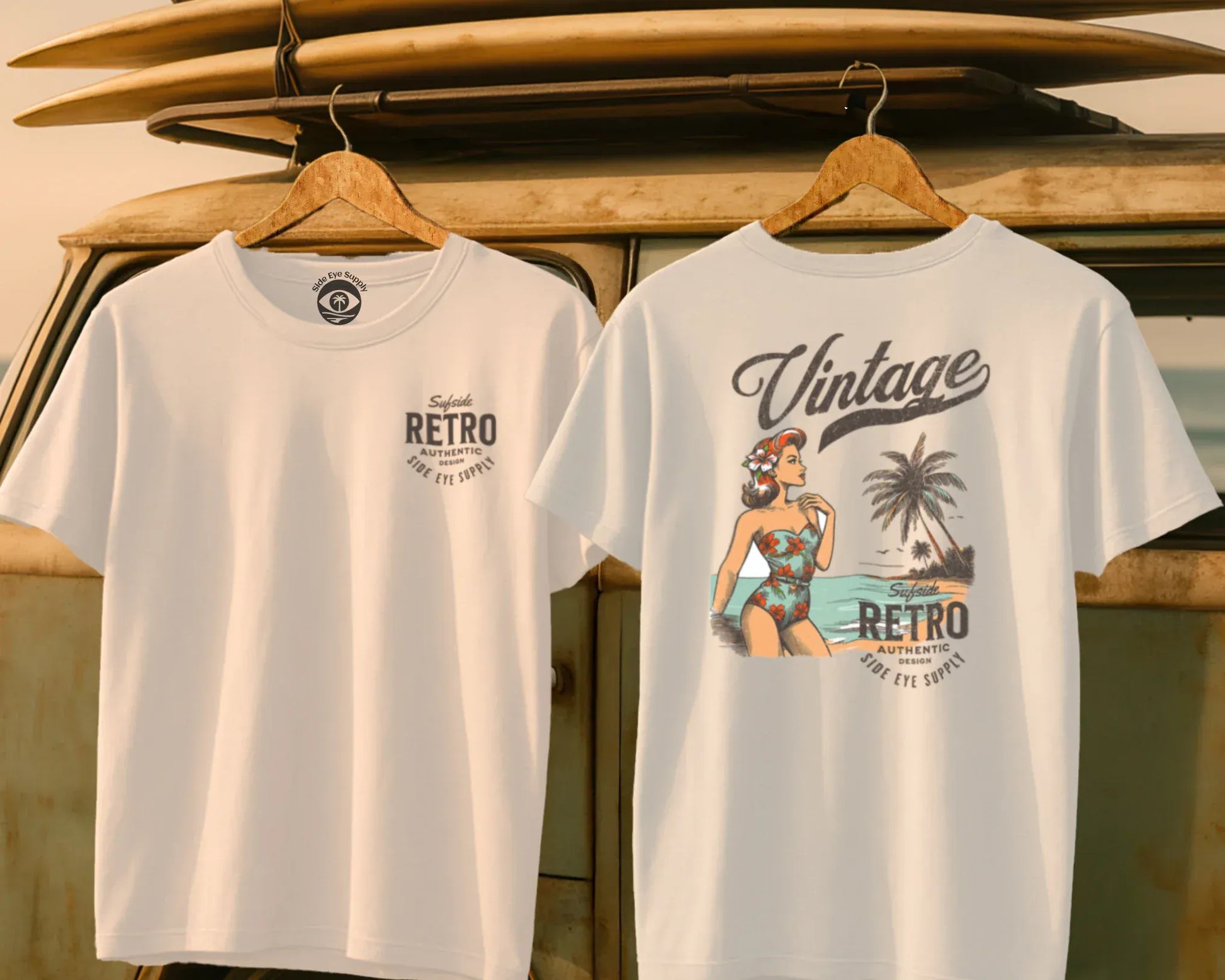 Surfside Retro Tee White / S - by Side Eye Supply - Surf Beach Life Apparel