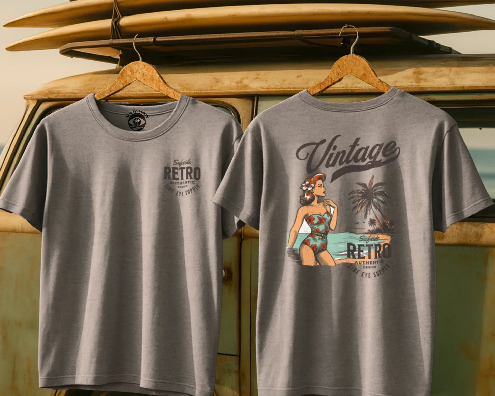 Surfside Retro Tee Sport Grey / S - by Side Eye Supply - Surf Beach Life Apparel
