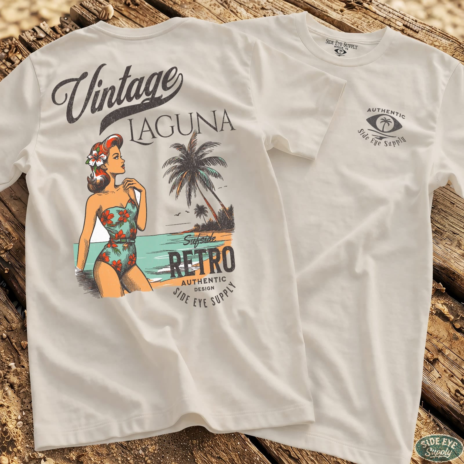 Surfside Retro Tee White / S - by Side Eye Supply - Surf Beach Life Apparel