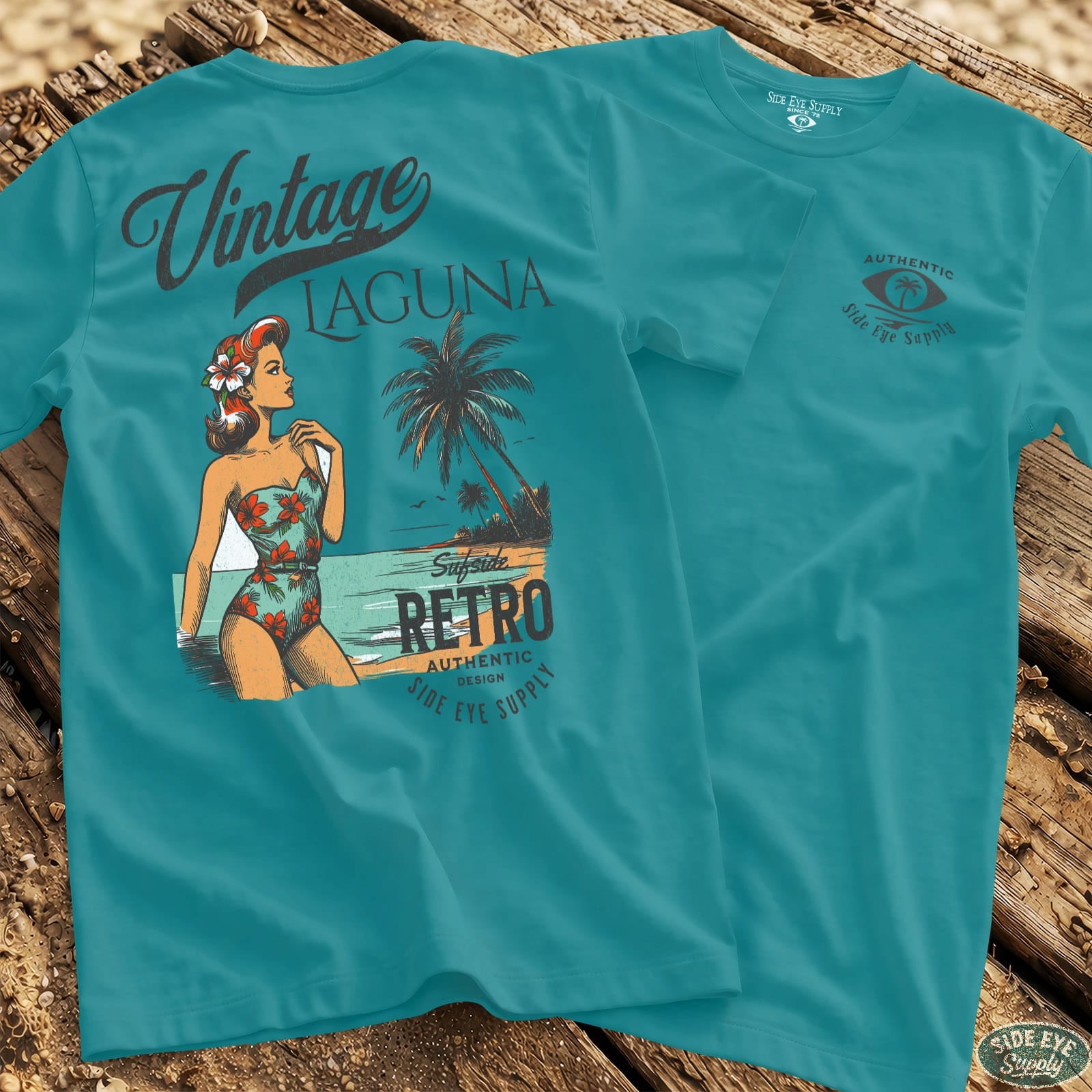 Surfside Retro Tee Tropical Blue / S - by Side Eye Supply - Surf Beach Life Apparel