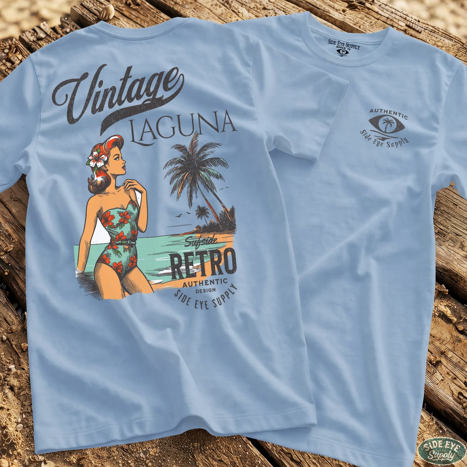 Surfside Retro Tee Light Blue / S - by Side Eye Supply - Surf Beach Life Apparel