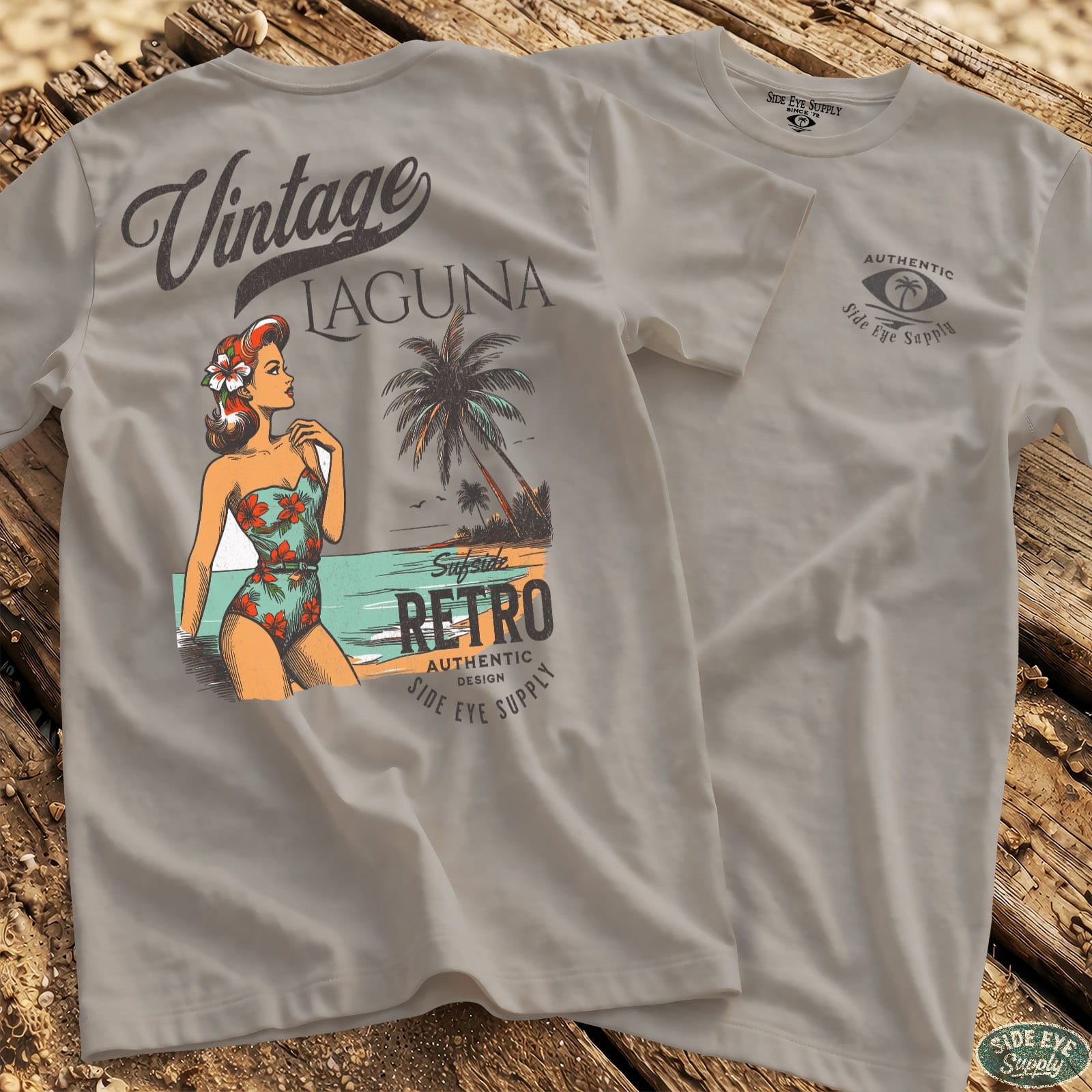 Surfside Retro Tee Ice Grey / S - by Side Eye Supply - Surf Beach Life Apparel