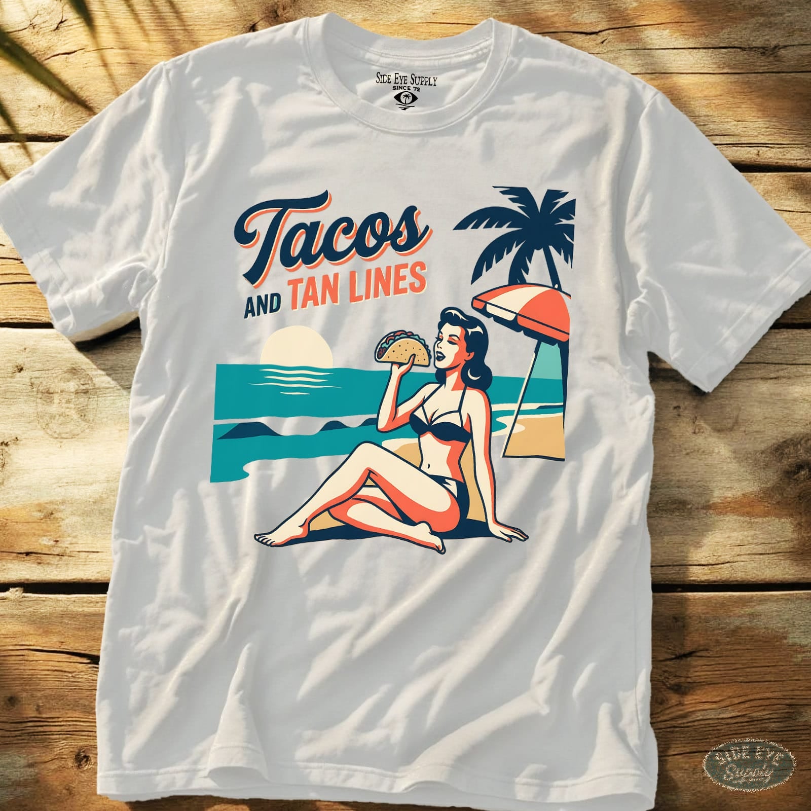 Tacos and Tan Lines Tee White / S - by Side Eye Supply - Surf Beach Life Apparel