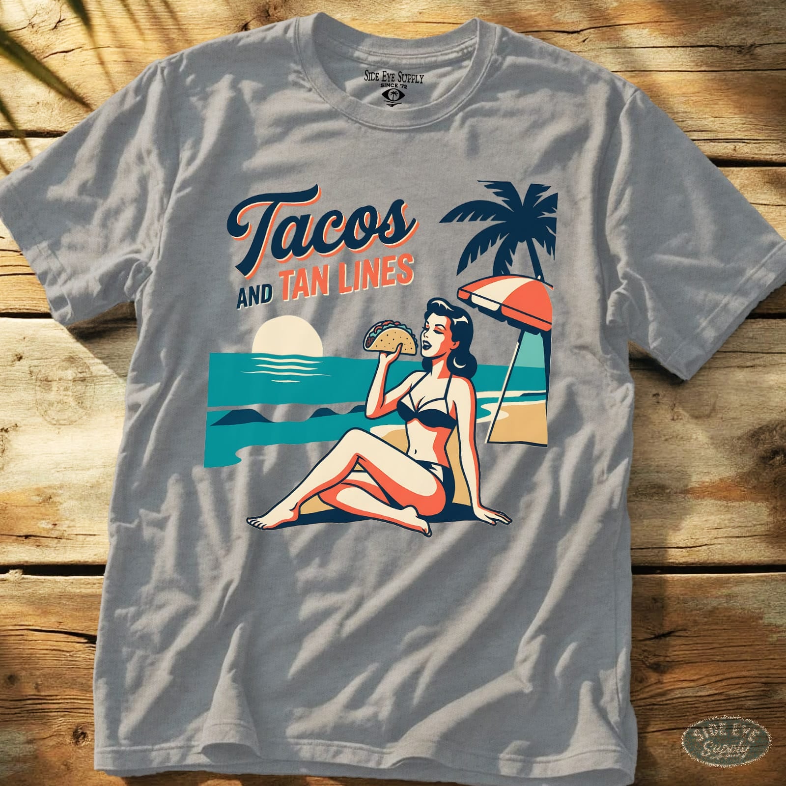 Tacos and Tan Lines Tee Sport Grey / S - by Side Eye Supply - Surf Beach Life Apparel