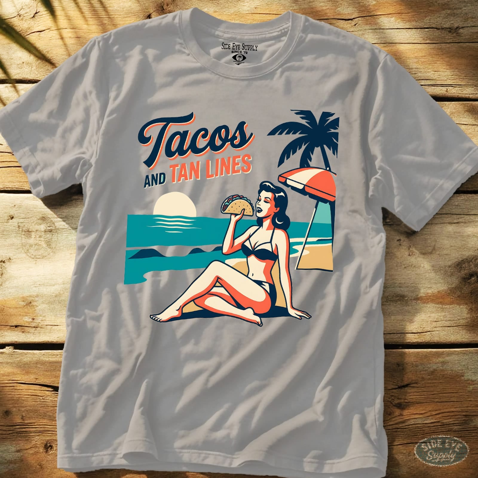 Tacos and Tan Lines Tee Ice Grey / S - by Side Eye Supply - Surf Beach Life Apparel