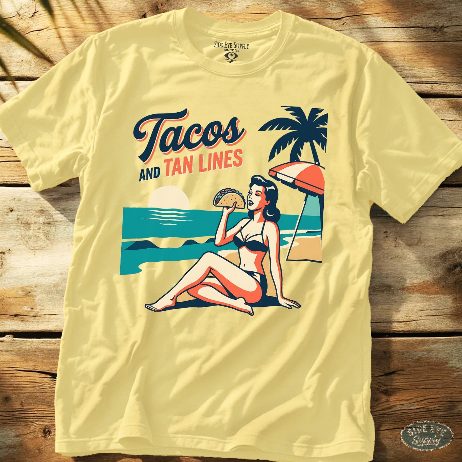 Tacos and Tan Lines Tee Cornsilk / S - by Side Eye Supply - Surf Beach Life Apparel