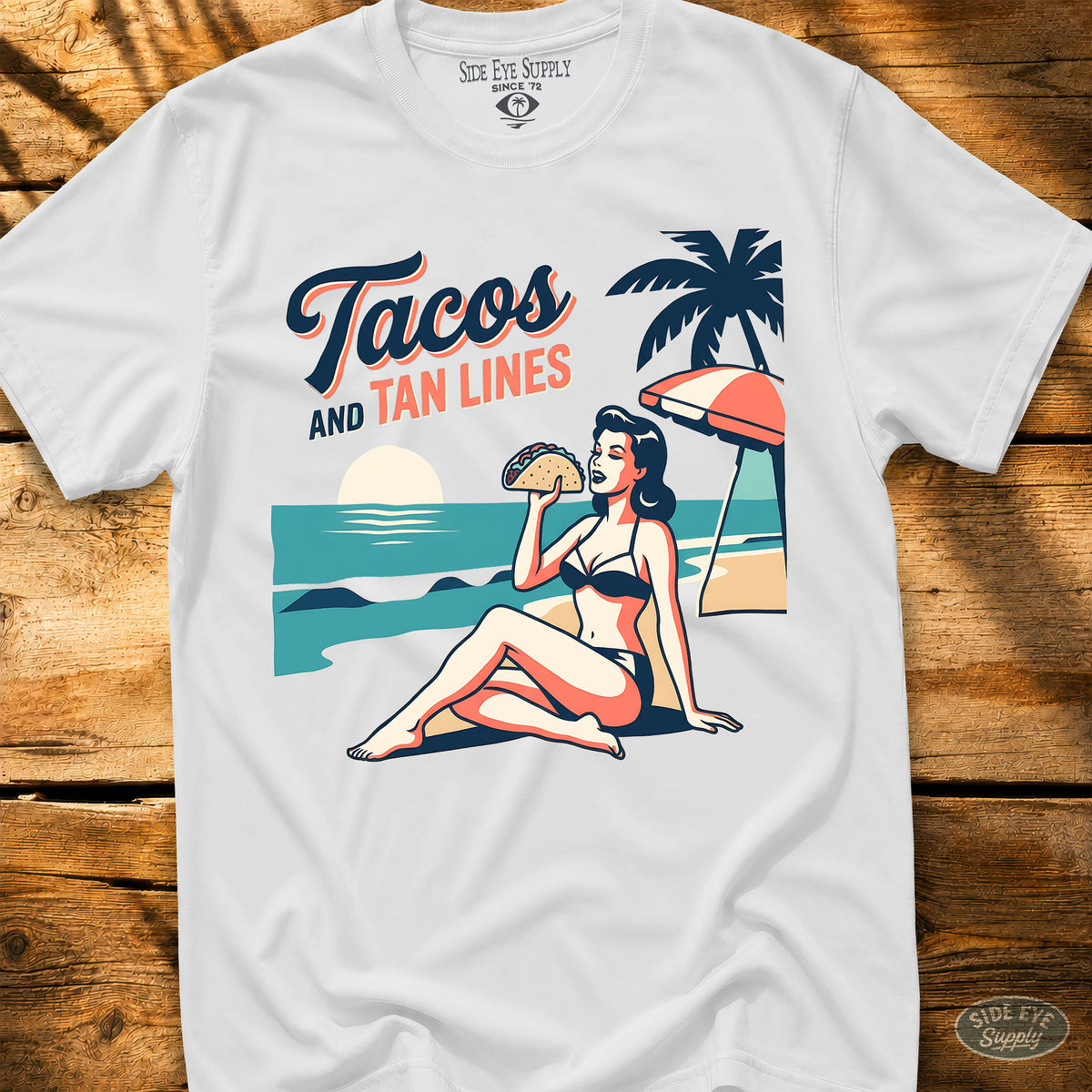 Tacos and Tan Lines Tee White / S - by Side Eye Supply - Surf Beach Life Apparel