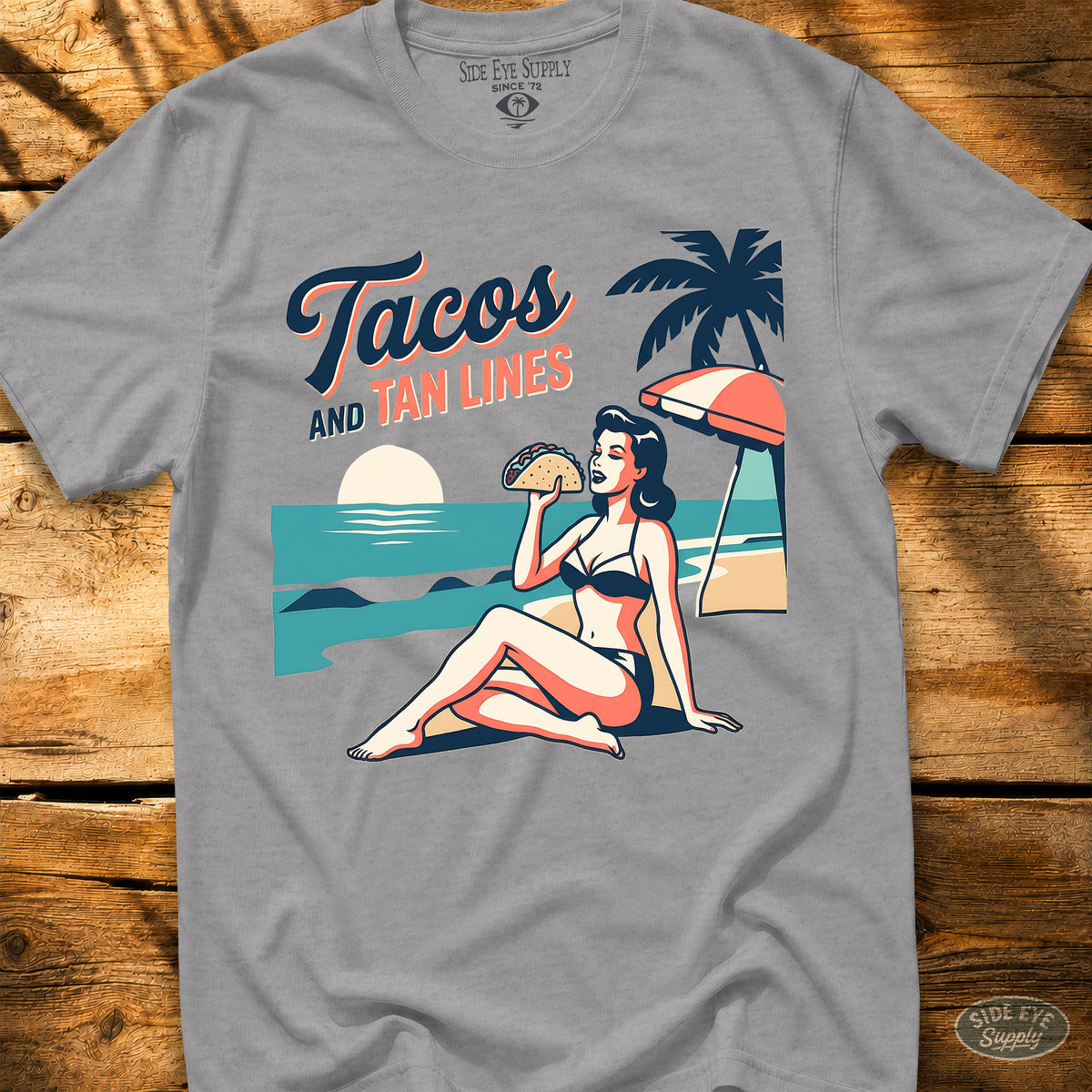 Tacos and Tan Lines Tee Sport Grey / S - by Side Eye Supply - Surf Beach Life Apparel