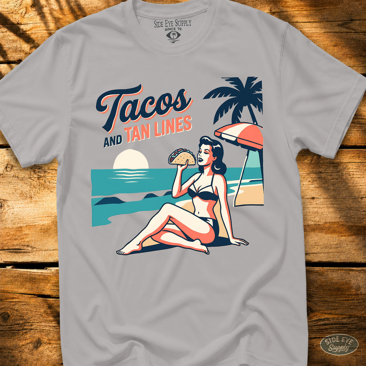 Tacos and Tan Lines Tee Ice Grey / S - by Side Eye Supply - Surf Beach Life Apparel