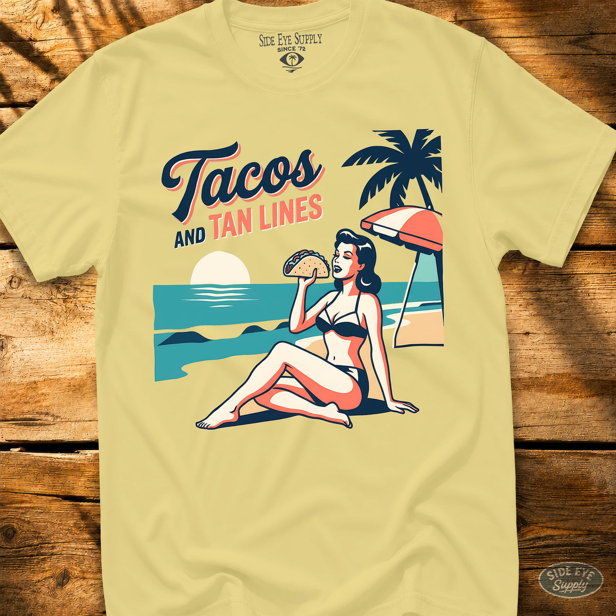 Tacos and Tan Lines Tee Cornsilk / S - by Side Eye Supply - Surf Beach Life Apparel