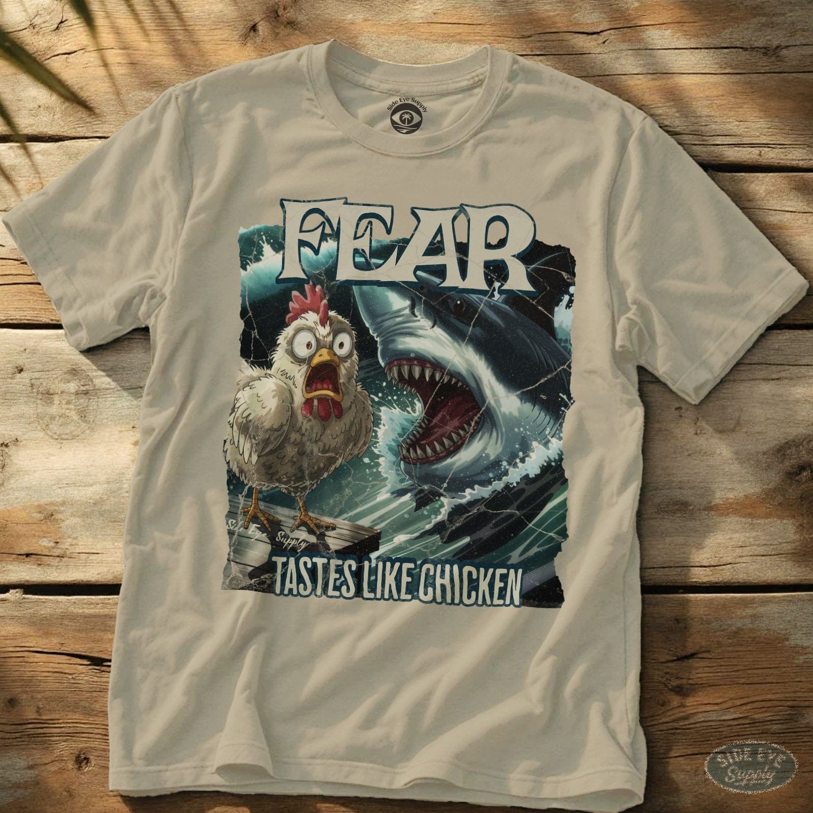 Tastes Like Chicken Tee Natural / S - by Side Eye Supply - Surf Beach Life Apparel