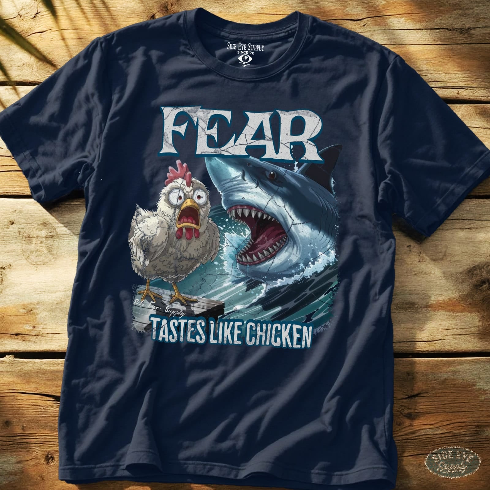 Tastes Like Chicken Tee Navy / S - by Side Eye Supply - Surf Beach Life Apparel