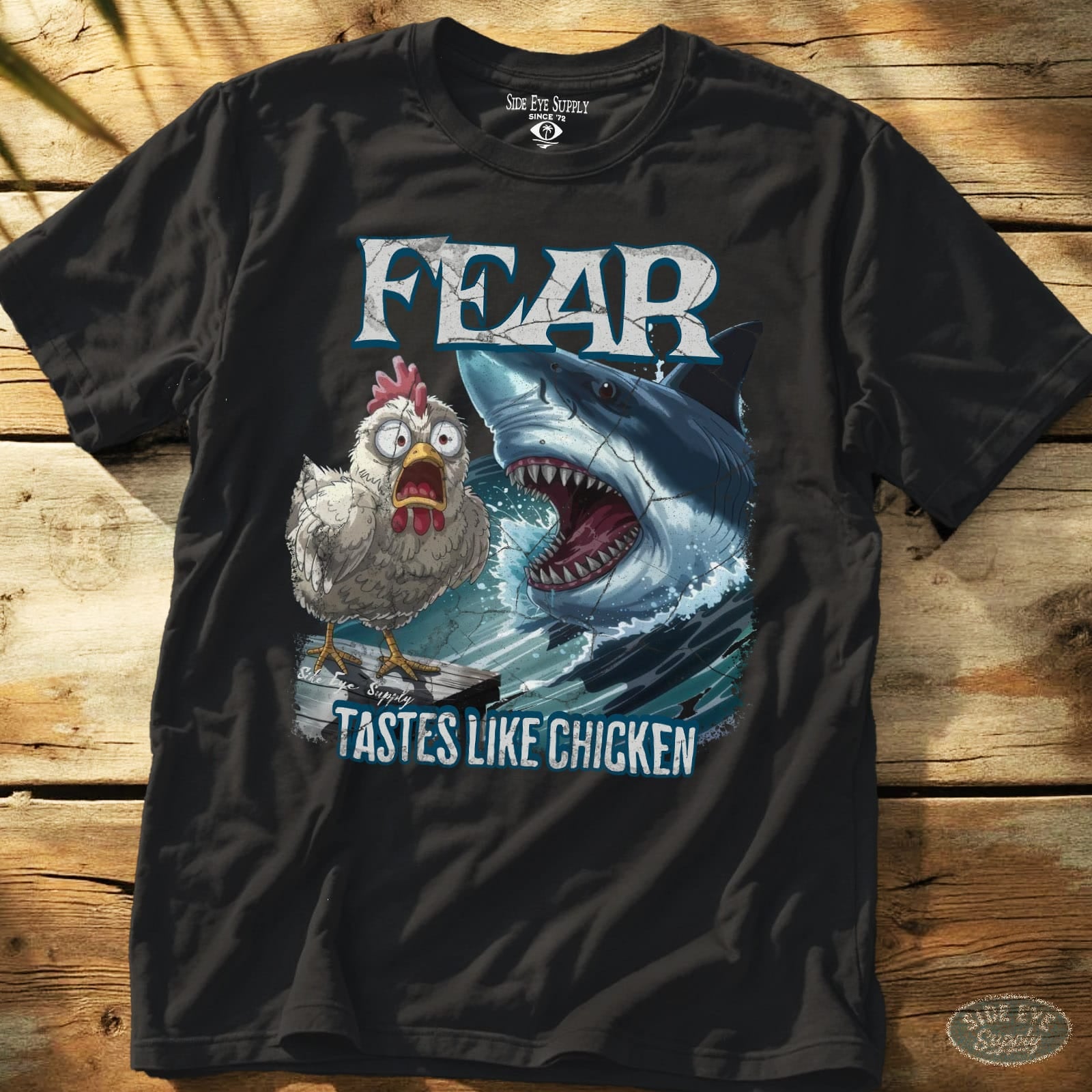 Tastes Like Chicken Tee Black / S - by Side Eye Supply - Surf Beach Life Apparel