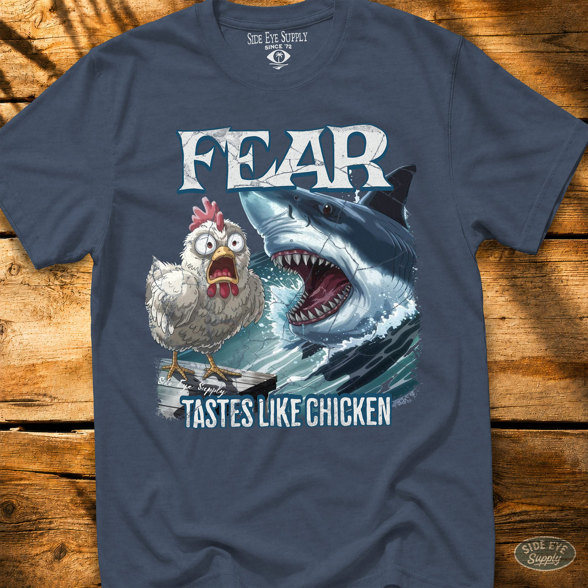 Tastes Like Chicken Tee Heather Indigo / S - by Side Eye Supply - Surf Beach Life Apparel