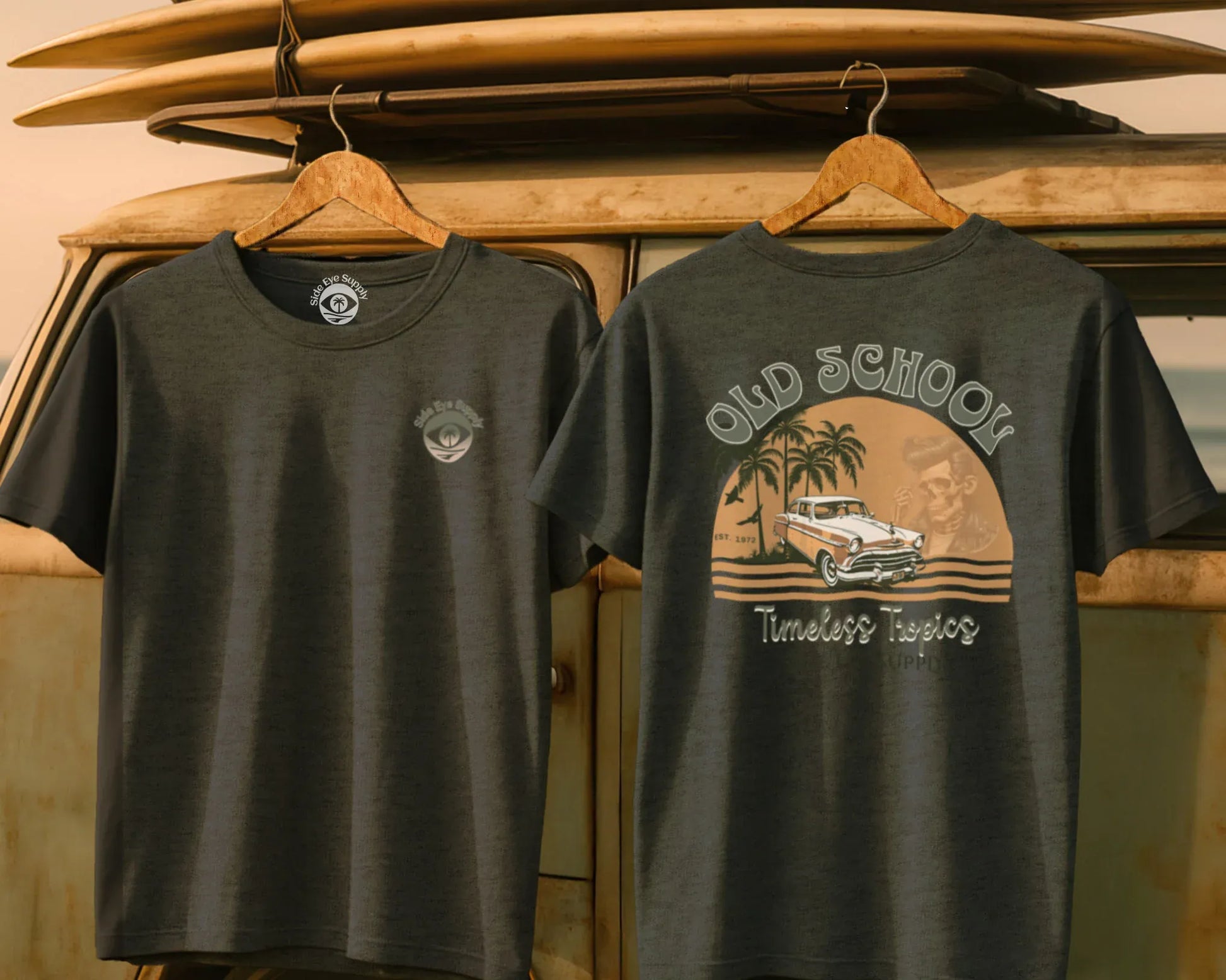 Timeless Tropics Tee Dark Heather / S - by Side Eye Supply - Surf Beach Life Apparel