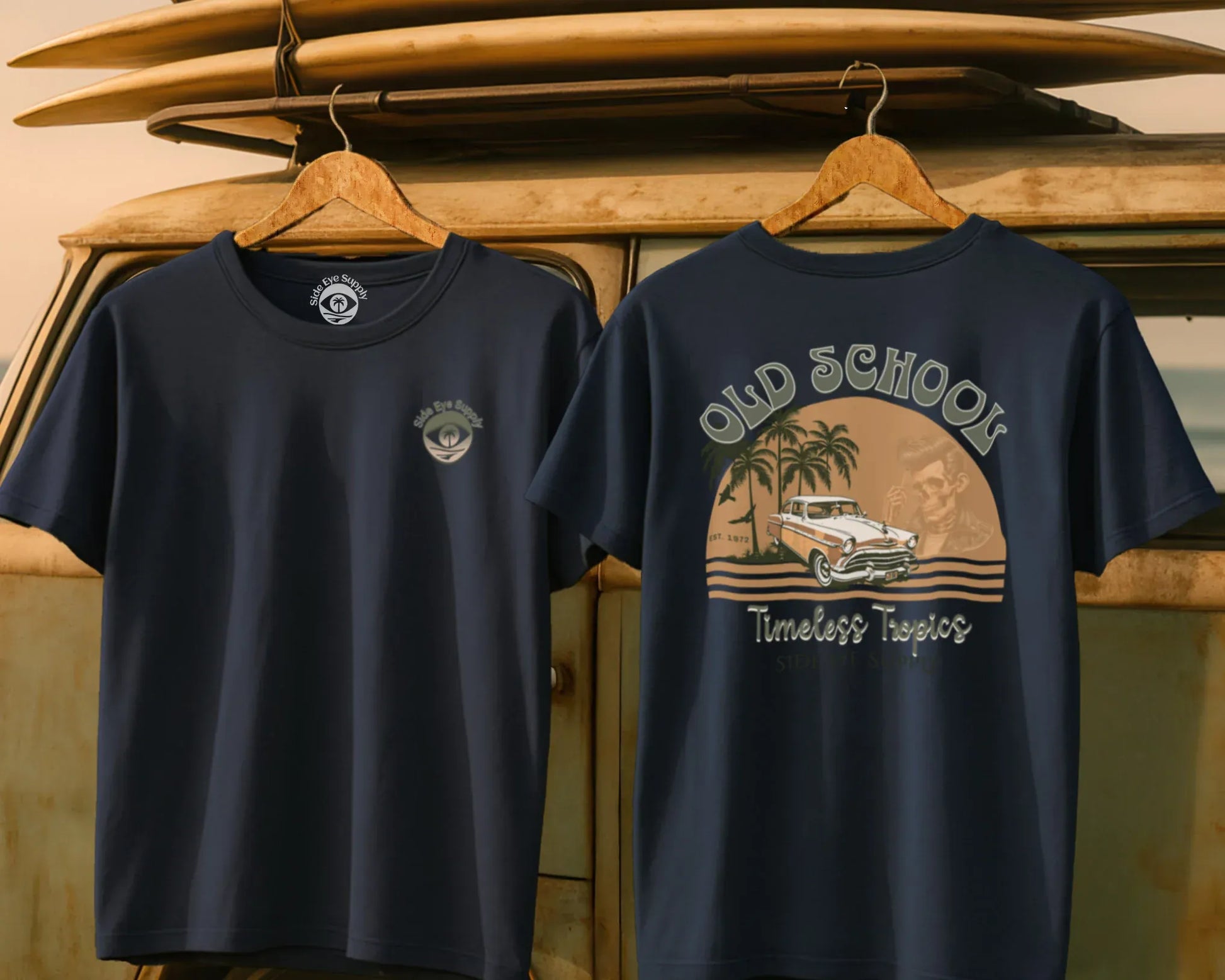 Timeless Tropics Tee Navy / S - by Side Eye Supply - Surf Beach Life Apparel