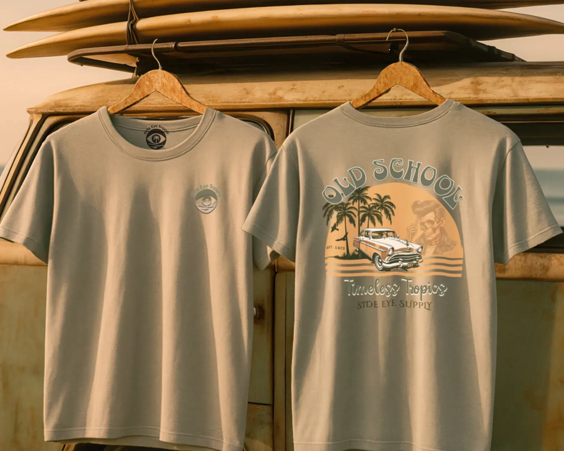 Timeless Tropics Tee Sand / S - by Side Eye Supply - Surf Beach Life Apparel