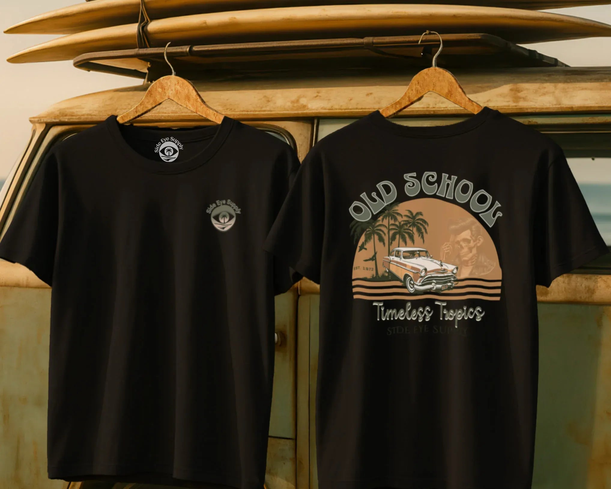 Timeless Tropics Tee Black / S - by Side Eye Supply - Surf Beach Life Apparel