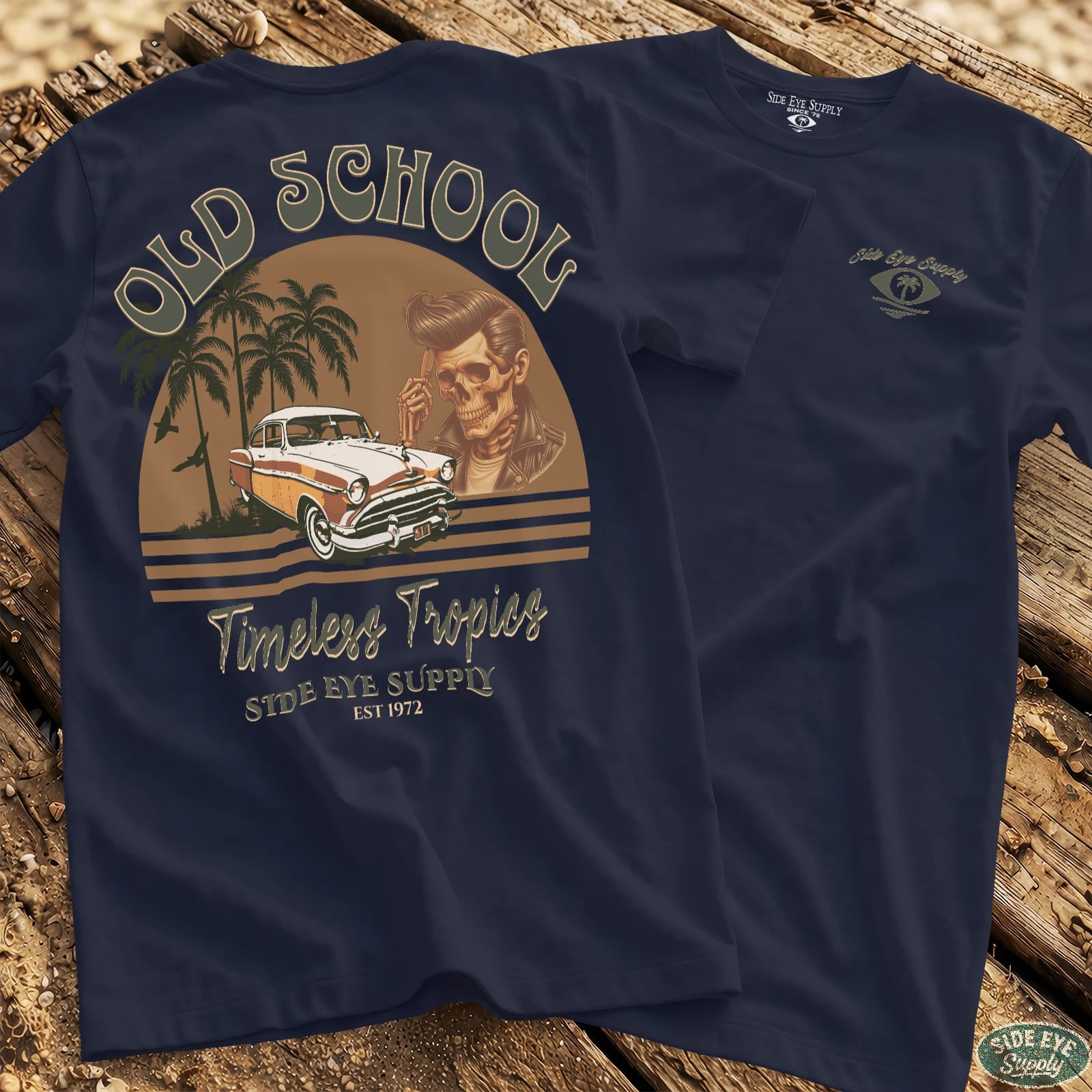 Timeless Tropics Tee Navy / S - by Side Eye Supply - Surf Beach Life Apparel