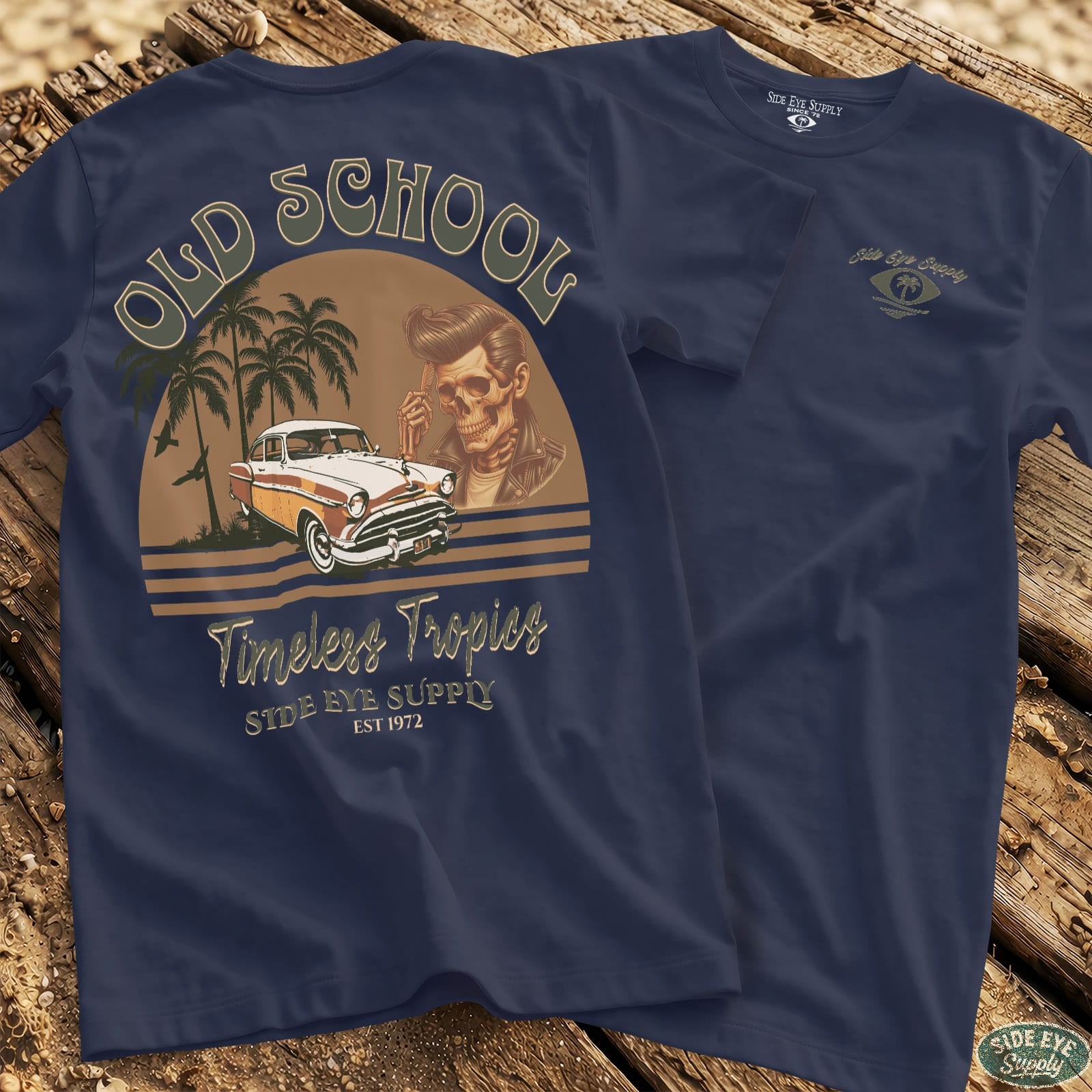 Timeless Tropics Tee Navy / S - by Side Eye Supply - Surf Beach Life Apparel