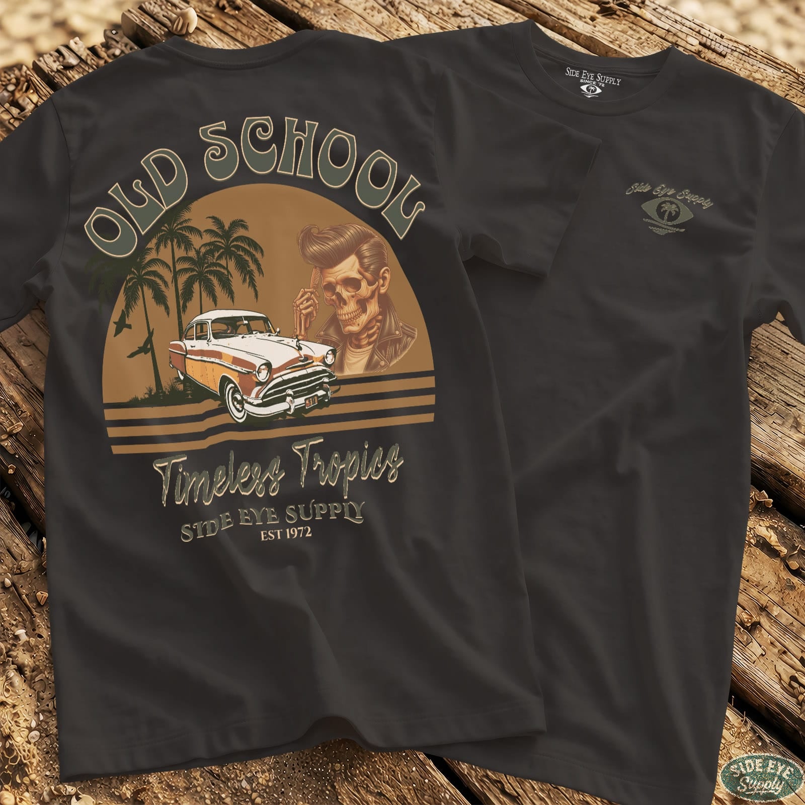 Timeless Tropics Tee Black / S - by Side Eye Supply - Surf Beach Life Apparel