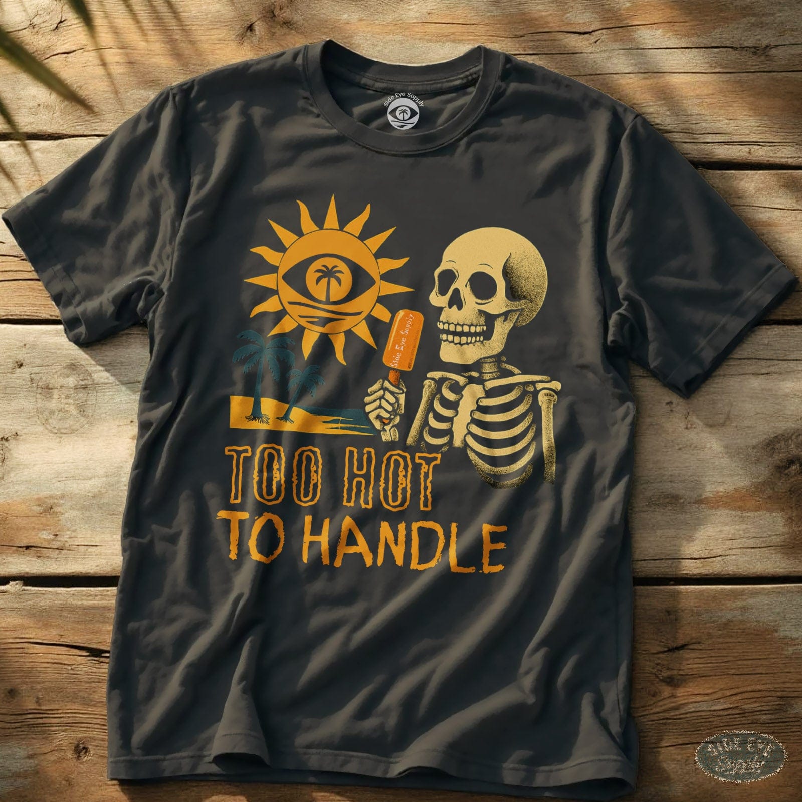 Too Hot to Handle Tee Charcoal / S - by Side Eye Supply - Surf Beach Life Apparel
