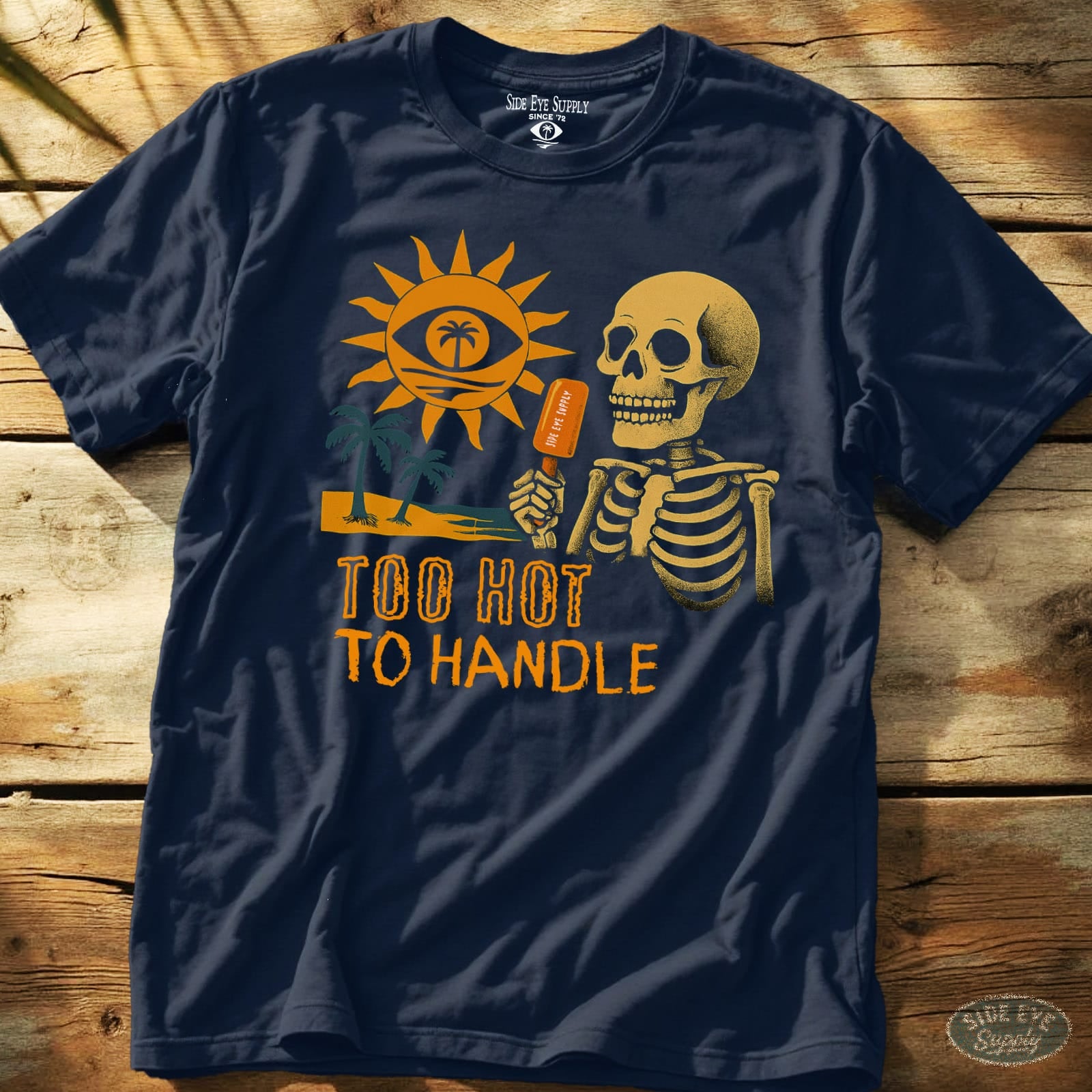 Too Hot to Handle Tee Navy / S - by Side Eye Supply - Surf Beach Life Apparel
