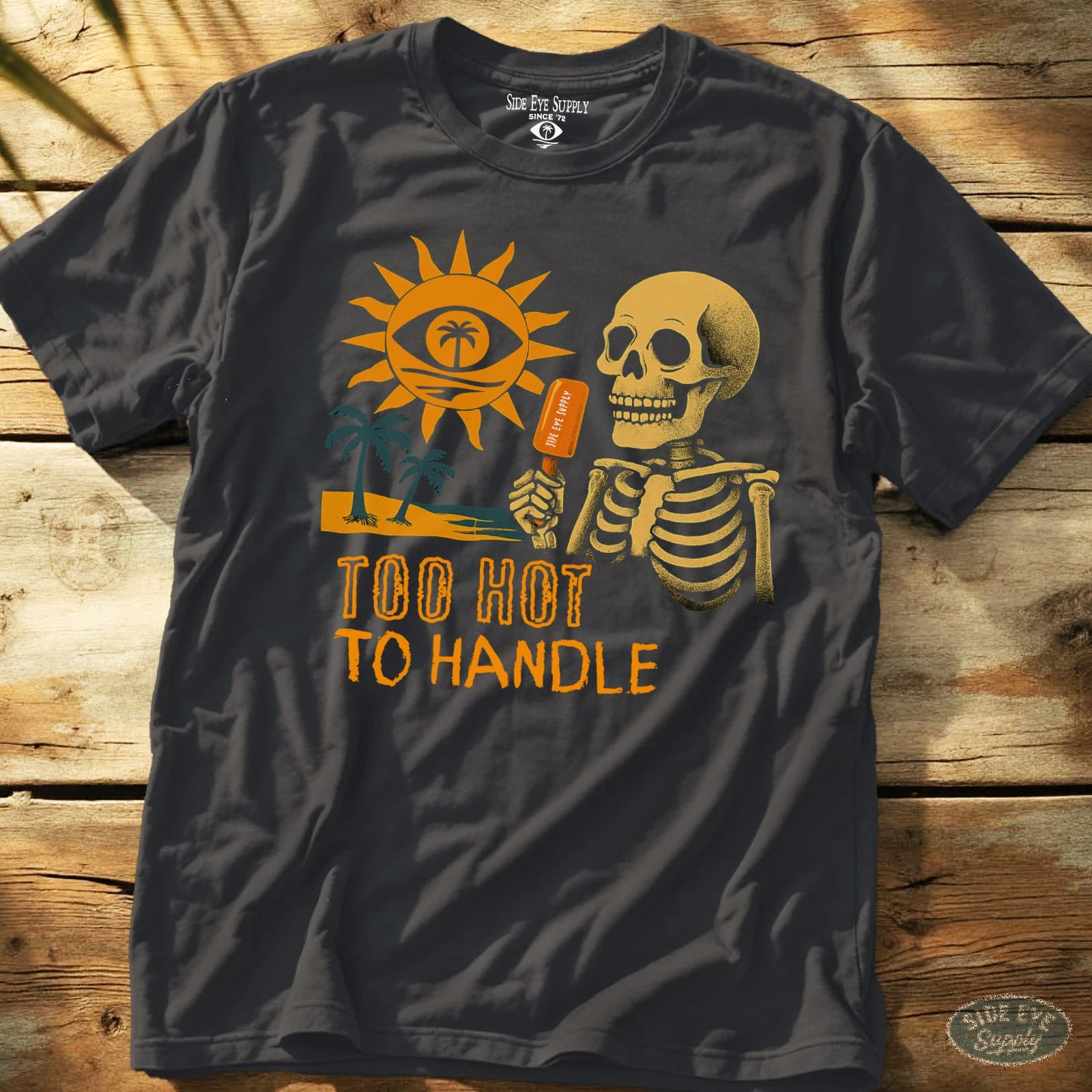 Too Hot to Handle Tee Charcoal / S - by Side Eye Supply - Surf Beach Life Apparel
