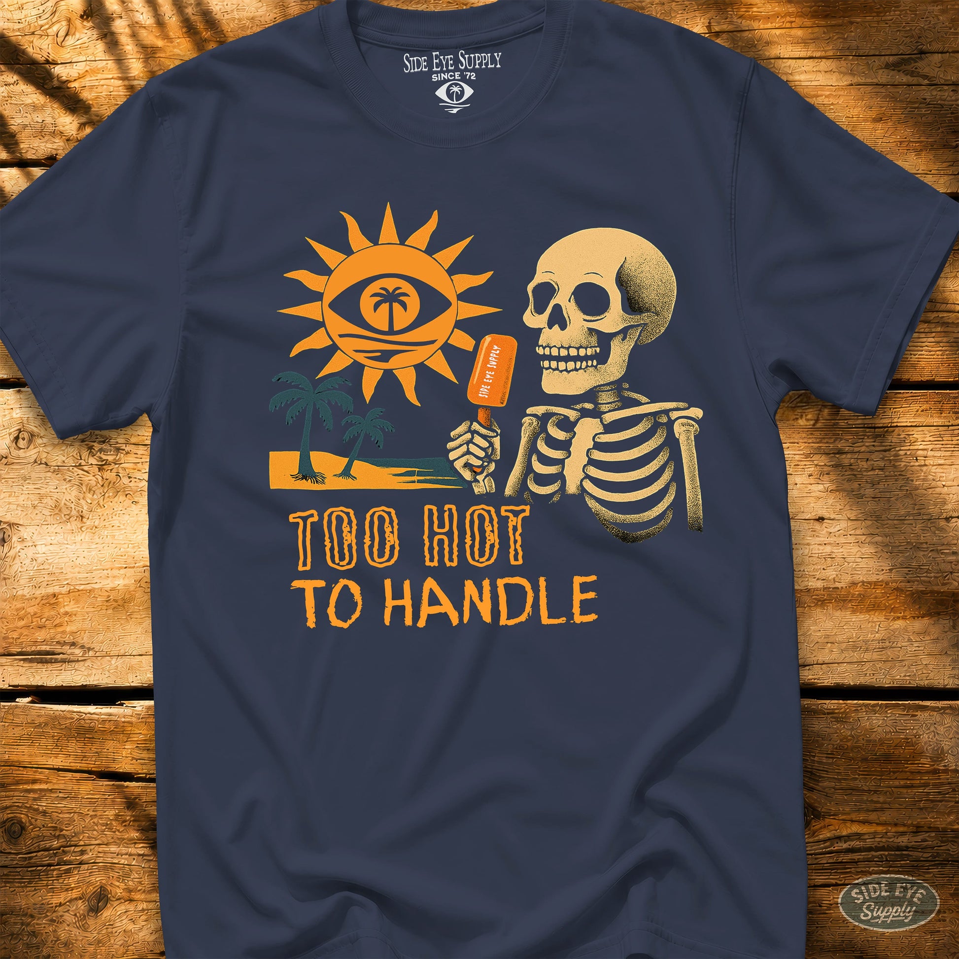 Too Hot to Handle Tee Navy / S - by Side Eye Supply - Surf Beach Life Apparel