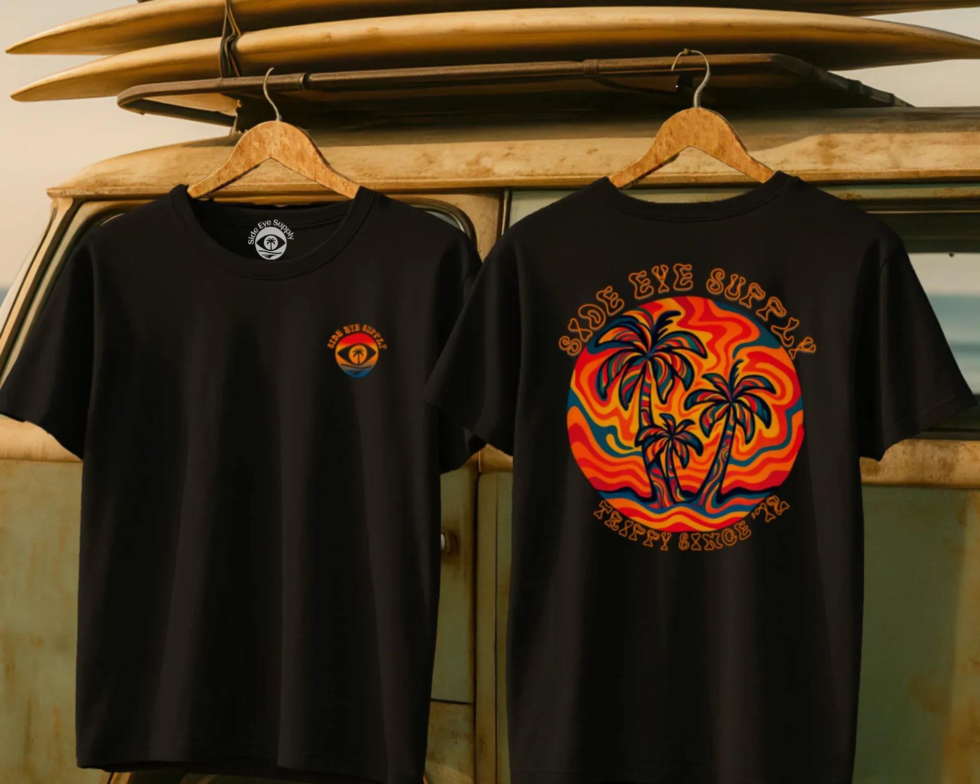 Trippy Since '72 Tee Black / S - by Side Eye Supply - Surf Beach Life Apparel