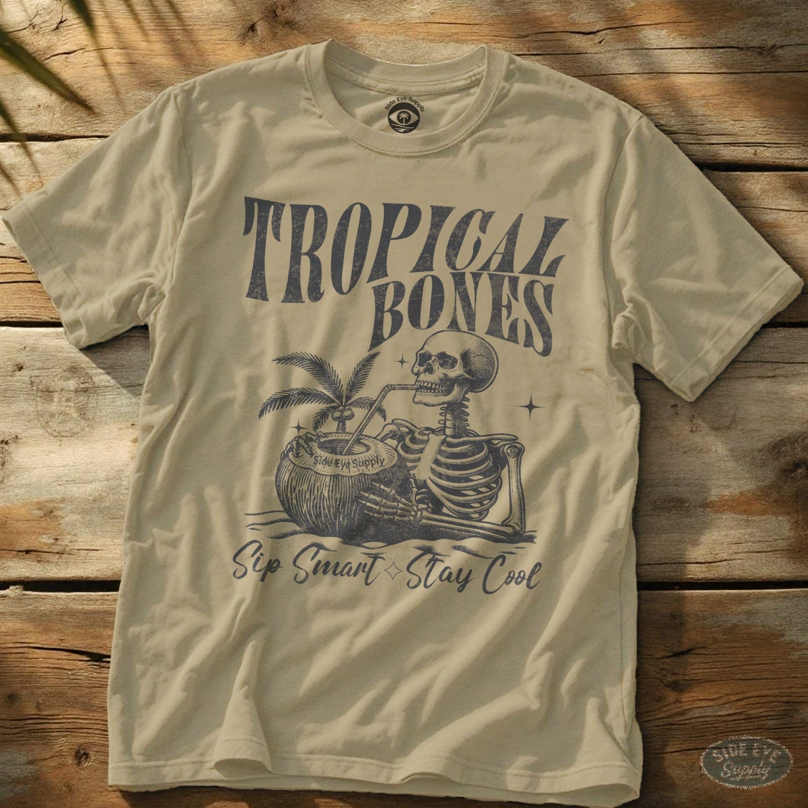 Tropical Bones T-Shirt Sand / S - by Side Eye Supply - Surf Beach Life Apparel