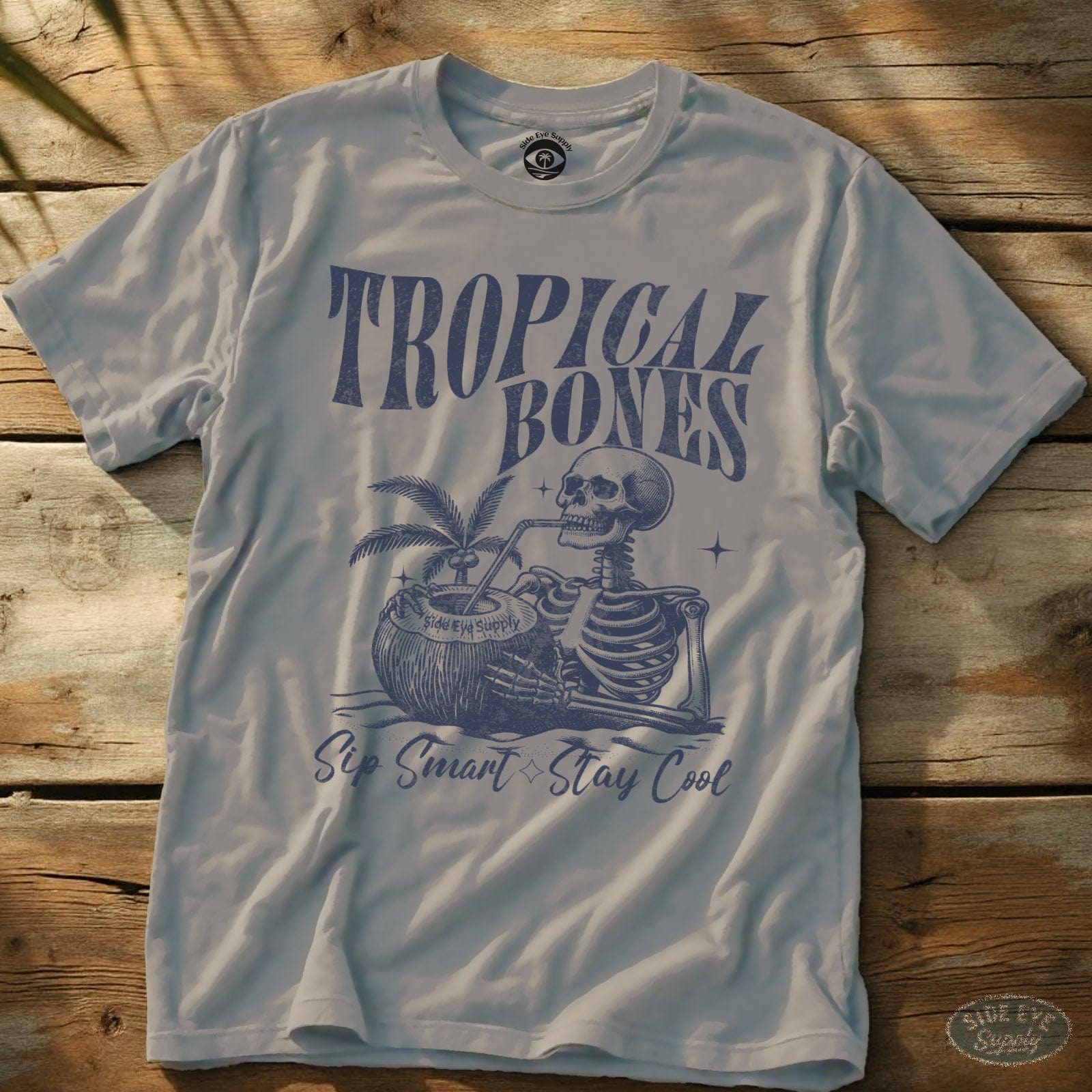 Tropical Bones T-Shirt Ice Grey / S - by Side Eye Supply - Surf Beach Life Apparel