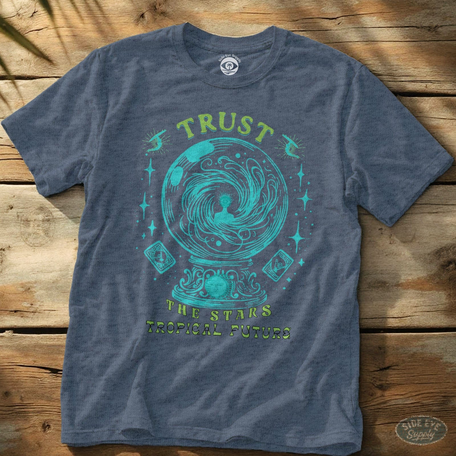 Tropical Future Tee Heather Indigo / S - by Side Eye Supply - Surf Beach Life Apparel