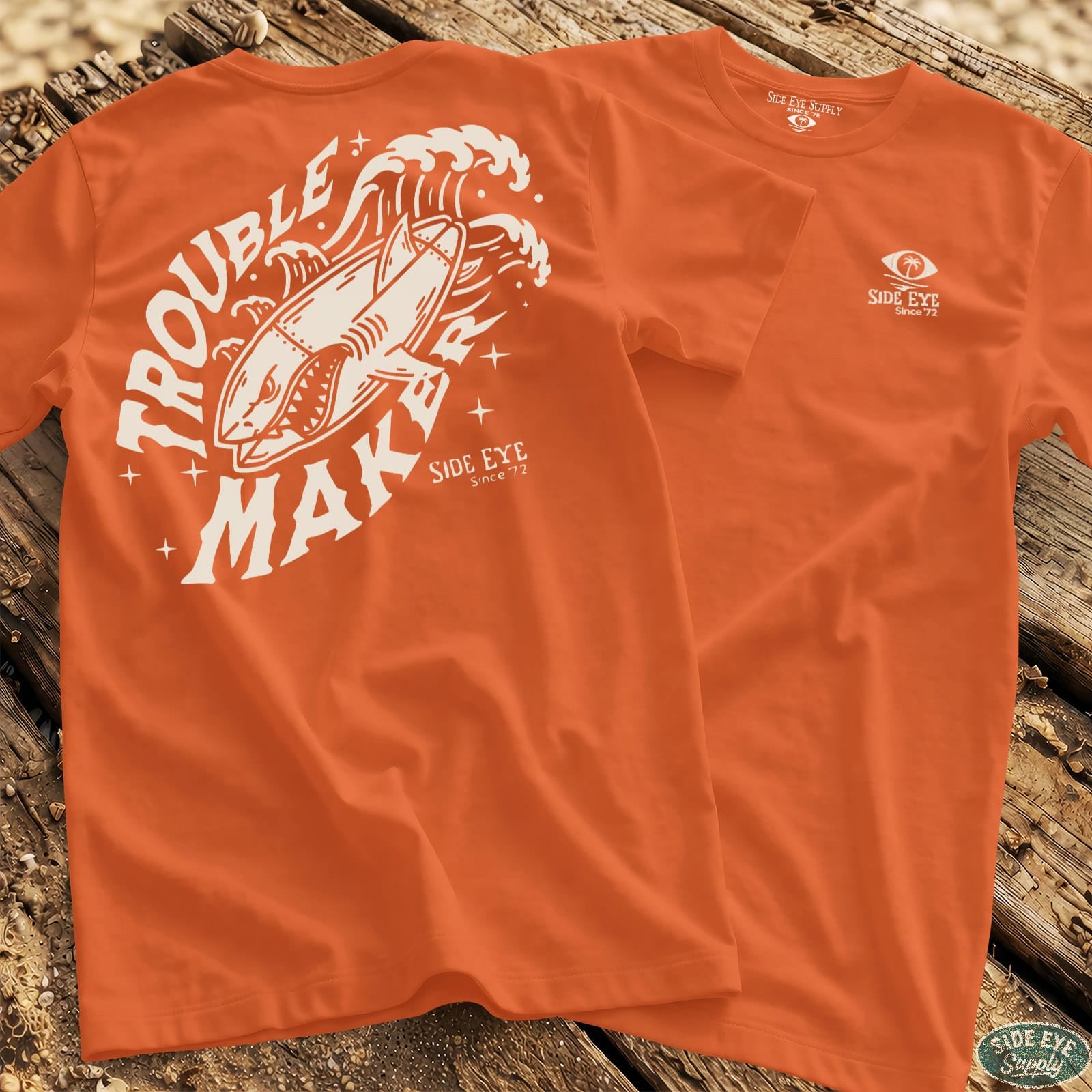 Trouble Maker Tee Orange / S - by Side Eye Supply - Surf Beach Life Apparel