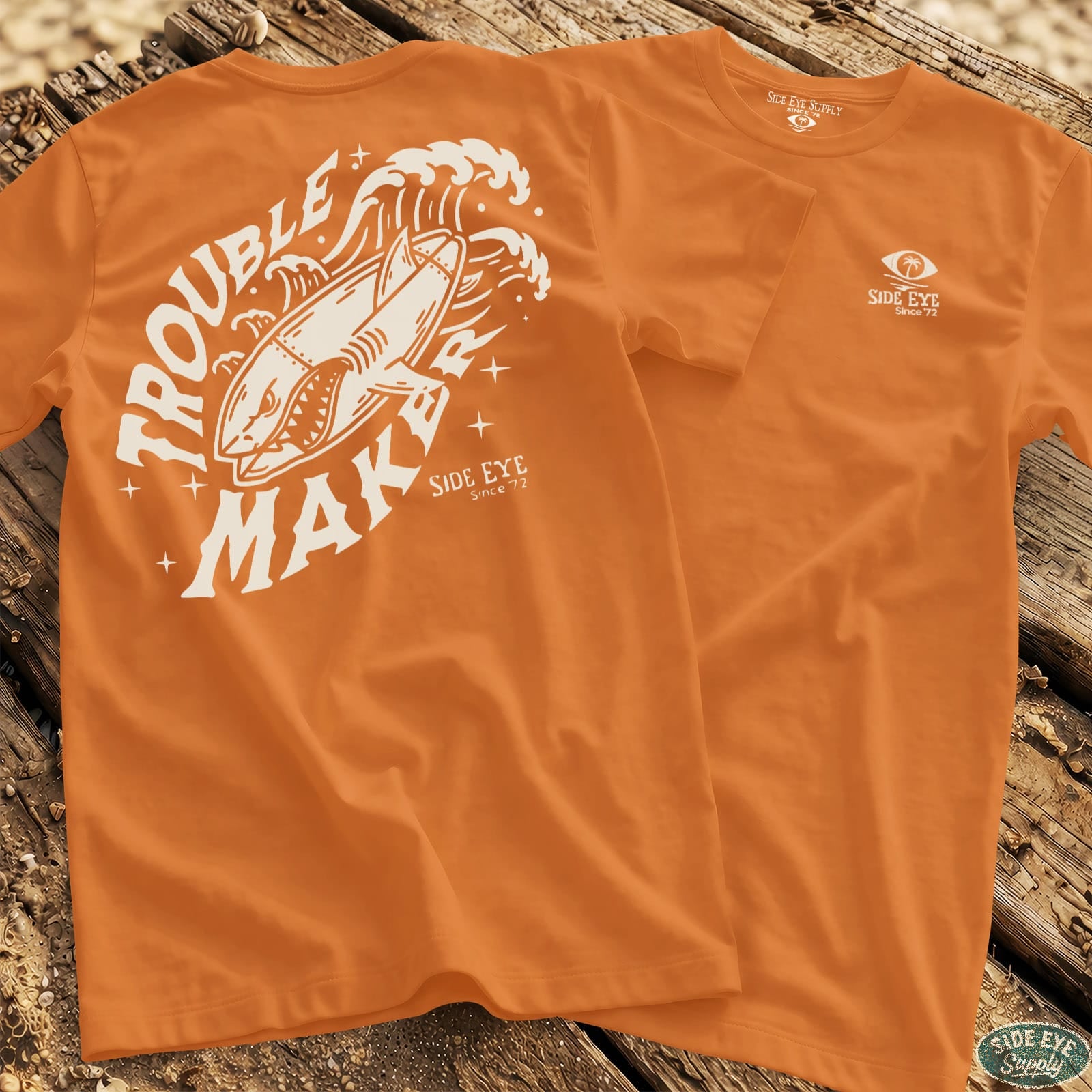 Trouble Maker Tee Orange / S - by Side Eye Supply - Surf Beach Life Apparel